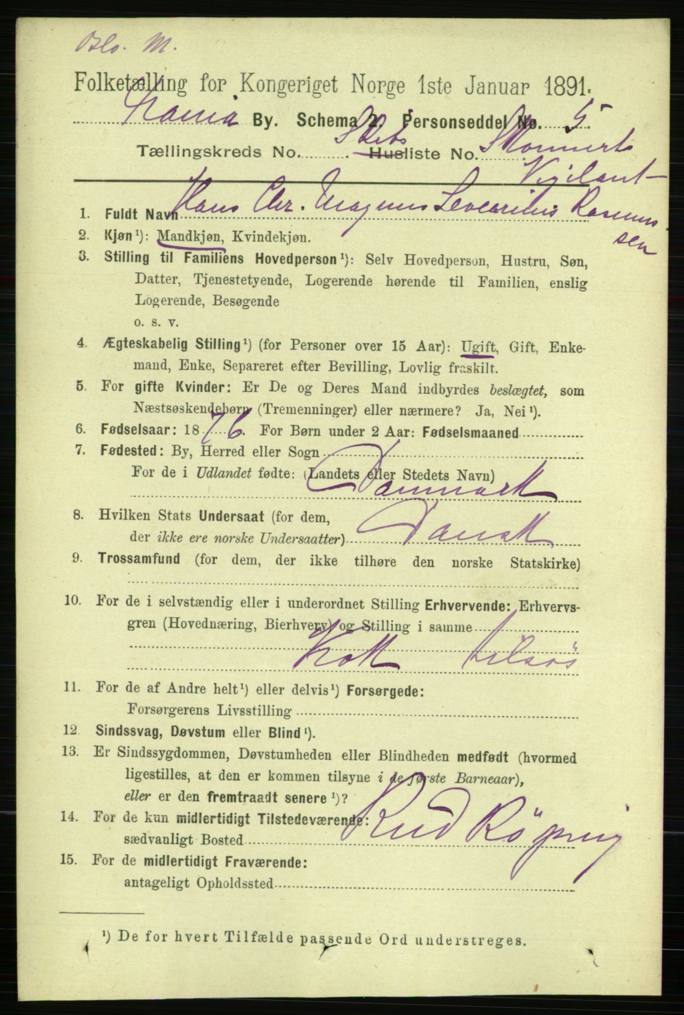 RA, 1891 census for 0301 Kristiania, 1891, p. 122813