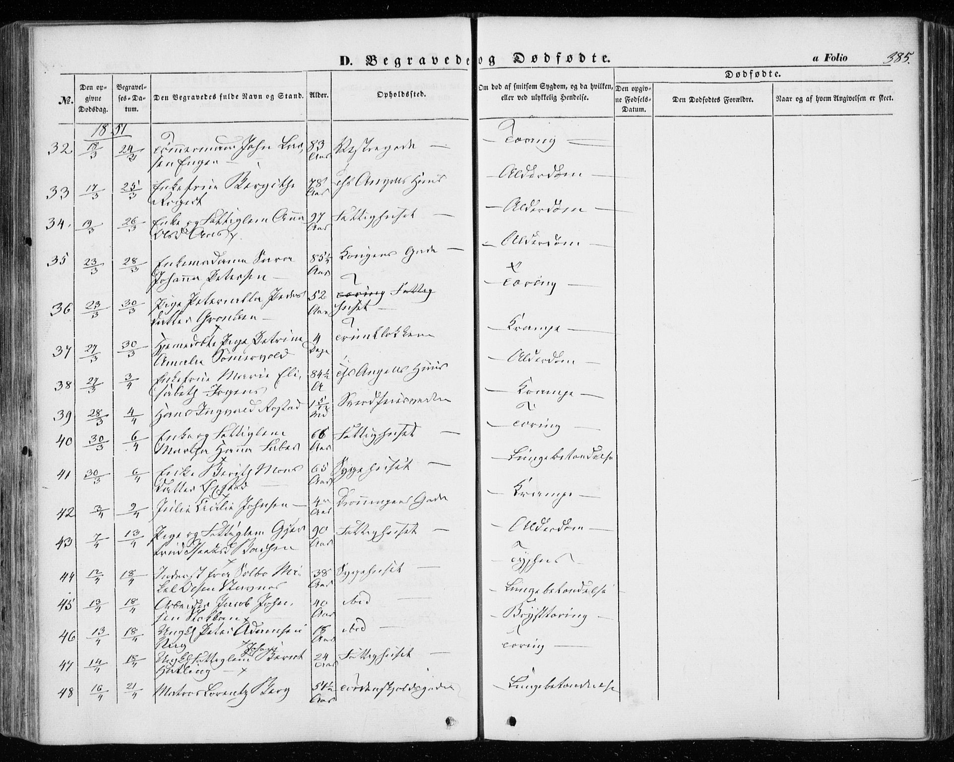 Ministerialprotokoller, klokkerbøker og fødselsregistre - Sør-Trøndelag, SAT/A-1456/601/L0051: Parish register (official) no. 601A19, 1848-1857, p. 385