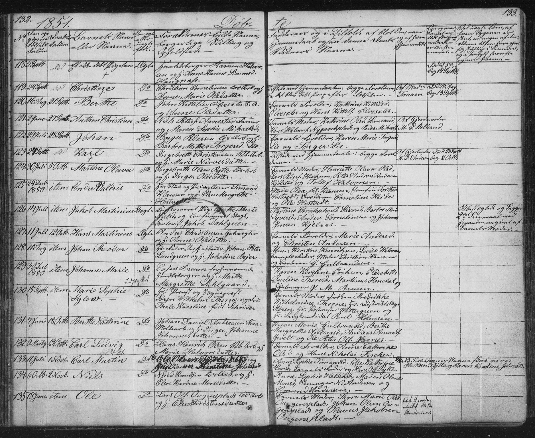 Kongsberg kirkebøker, AV/SAKO-A-22/G/Ga/L0002: Parish register (copy) no. 2, 1839-1858, p. 132-133