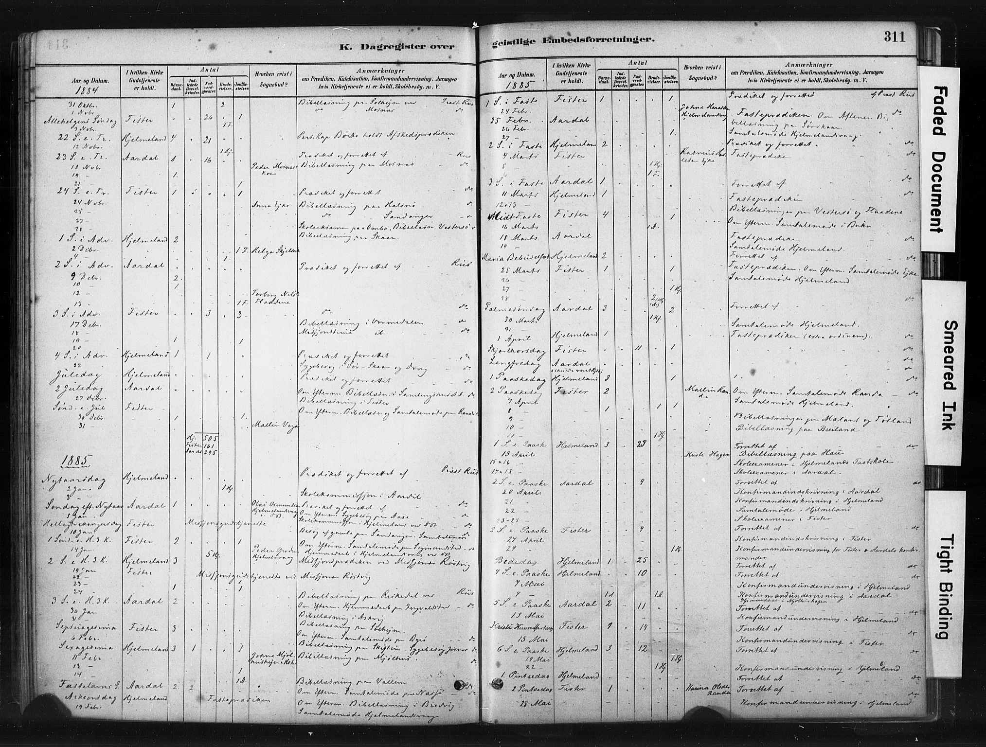 Hjelmeland sokneprestkontor, AV/SAST-A-101843/01/IV/L0014: Parish register (official) no. A 14, 1879-1900, p. 311