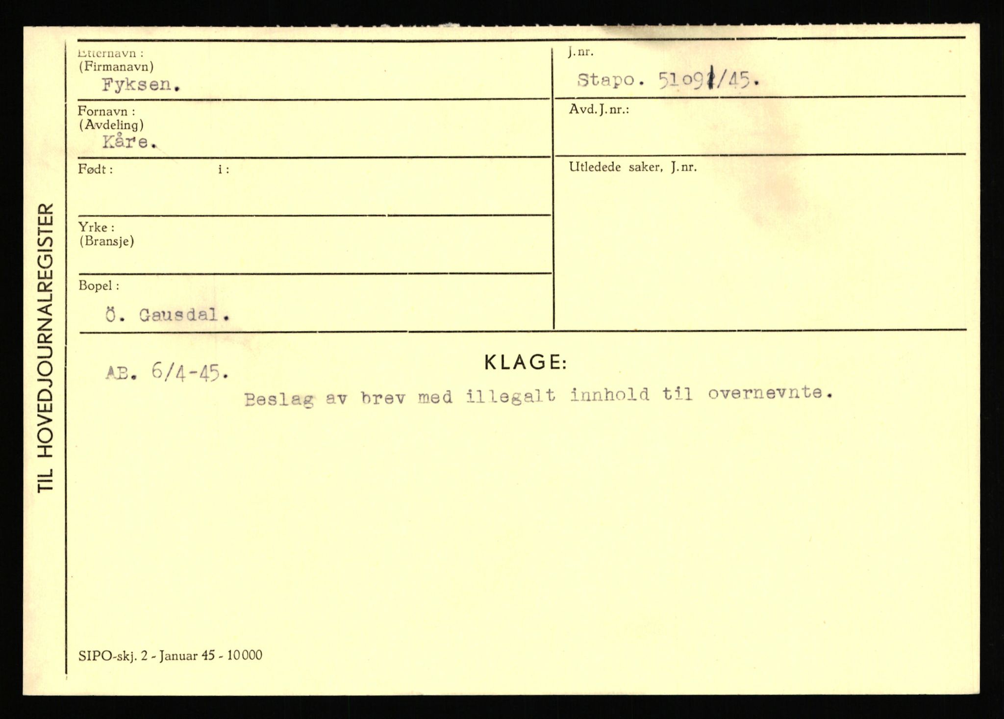 Statspolitiet - Hovedkontoret / Osloavdelingen, AV/RA-S-1329/C/Ca/L0005: Furali - Hamula, 1943-1945, p. 126