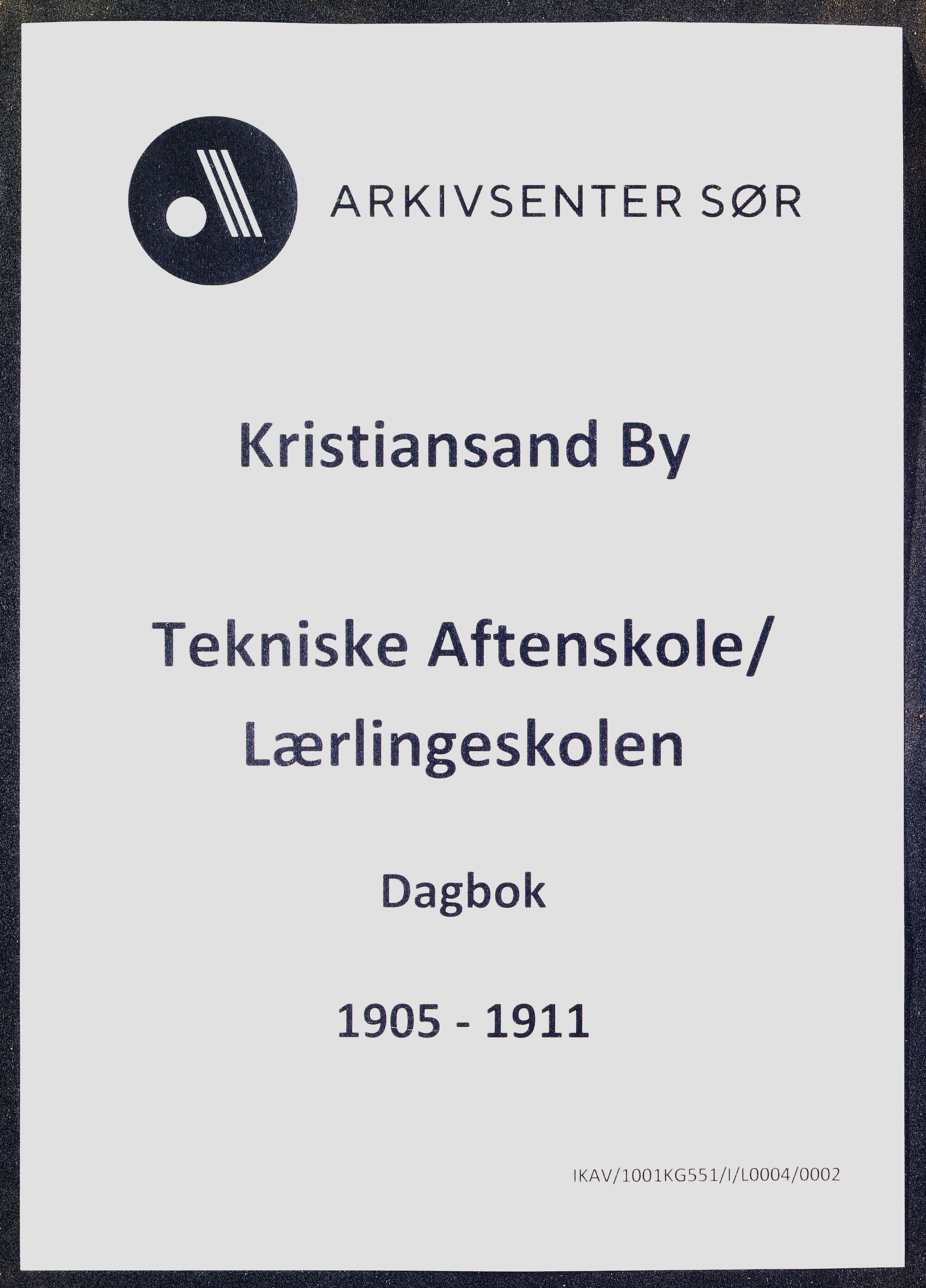 Kristiansand By - Kristiansand Tekniske Aftenskole/Lærlingeskolen, ARKSOR/1001KG551/I/L0004/0002: Dagbøker / Dagbok, 1905-1911