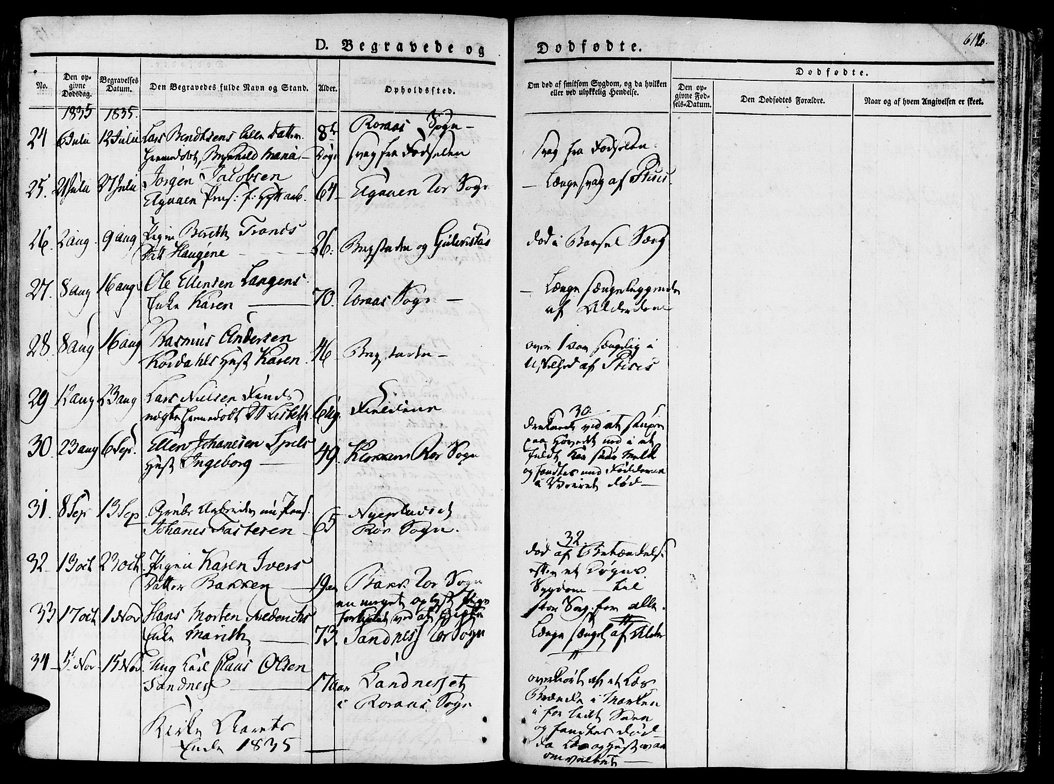 Ministerialprotokoller, klokkerbøker og fødselsregistre - Sør-Trøndelag, SAT/A-1456/681/L0930: Parish register (official) no. 681A08, 1829-1844, p. 616
