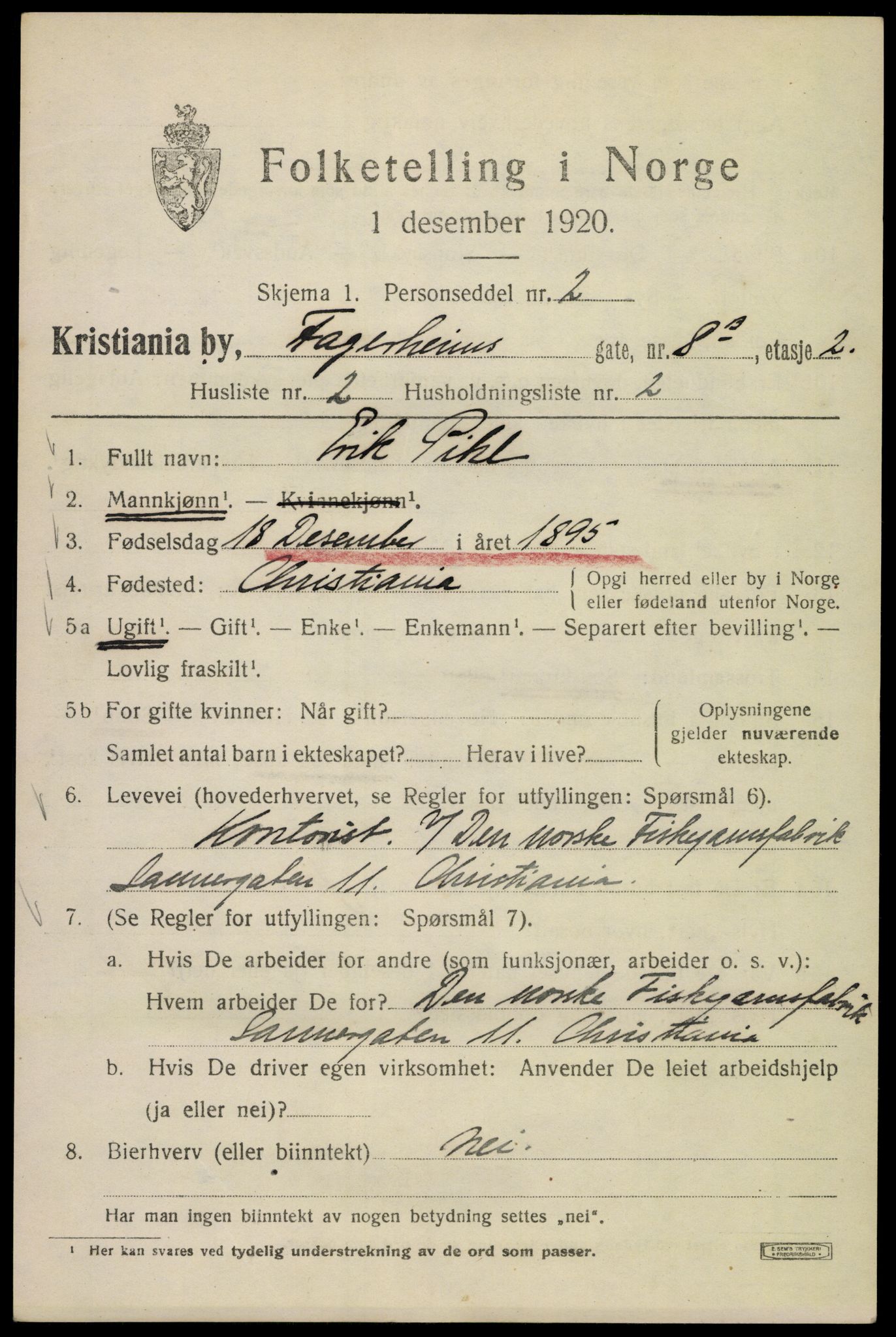 SAO, 1920 census for Kristiania, 1920, p. 225341