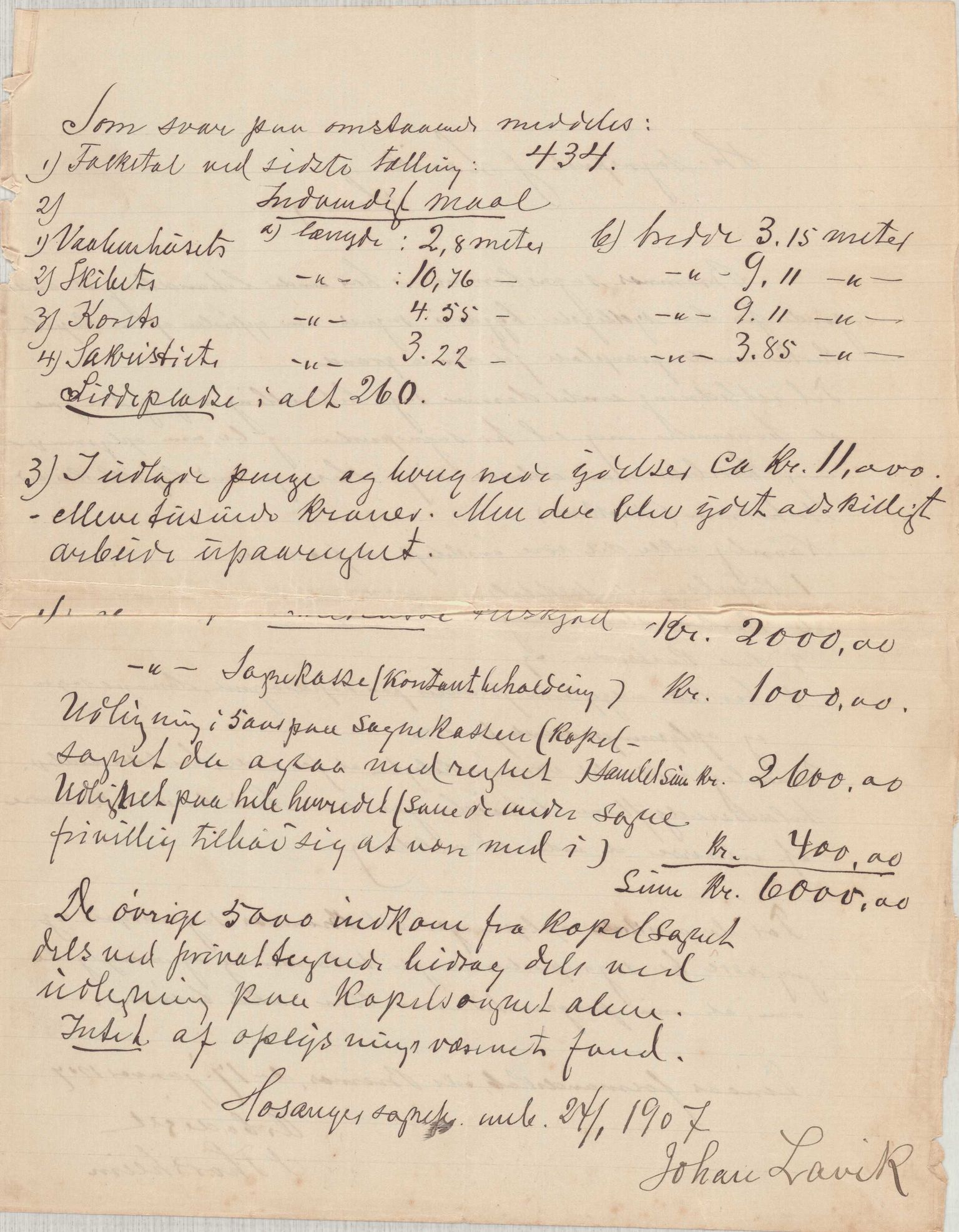 Finnaas kommune. Formannskapet, IKAH/1218a-021/D/Da/L0001/0006: Korrespondanse / saker / Kapellkyrkje på Løkling, 1906-1910, p. 23