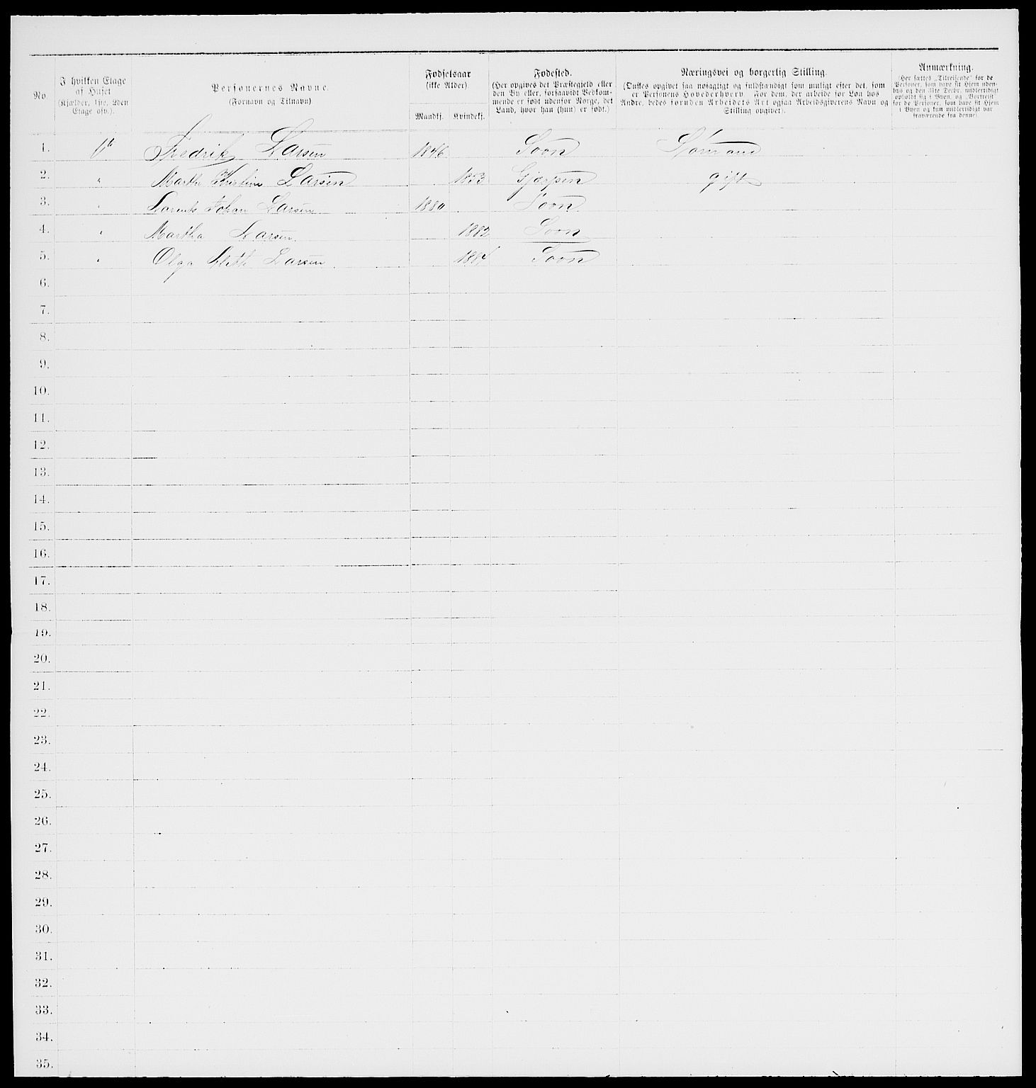 RA, 1885 census for 0201 Son, 1885, p. 8