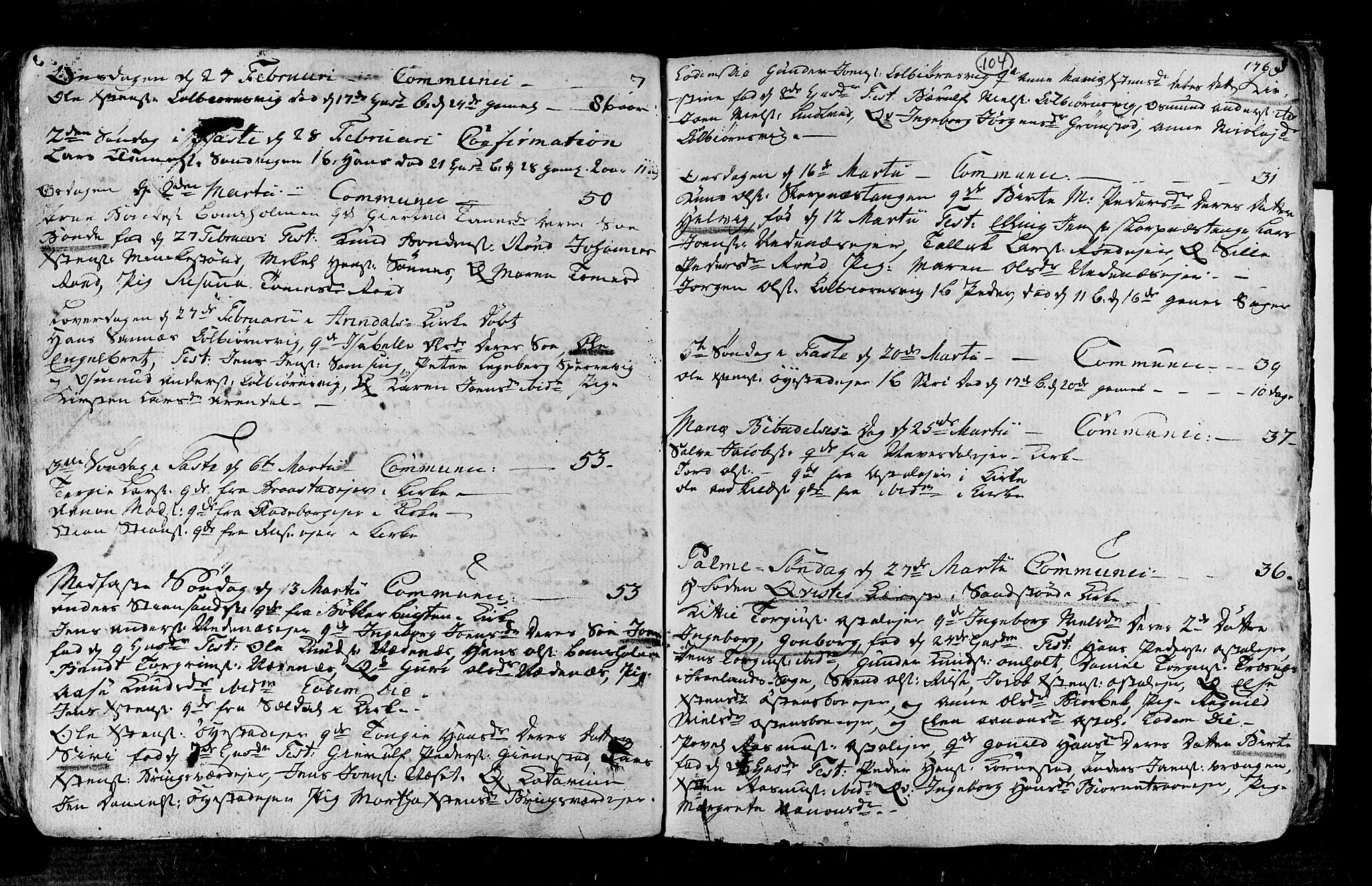 Øyestad sokneprestkontor, AV/SAK-1111-0049/F/Fa/L0006: Parish register (official) no. A 6, 1758-1776, p. 104