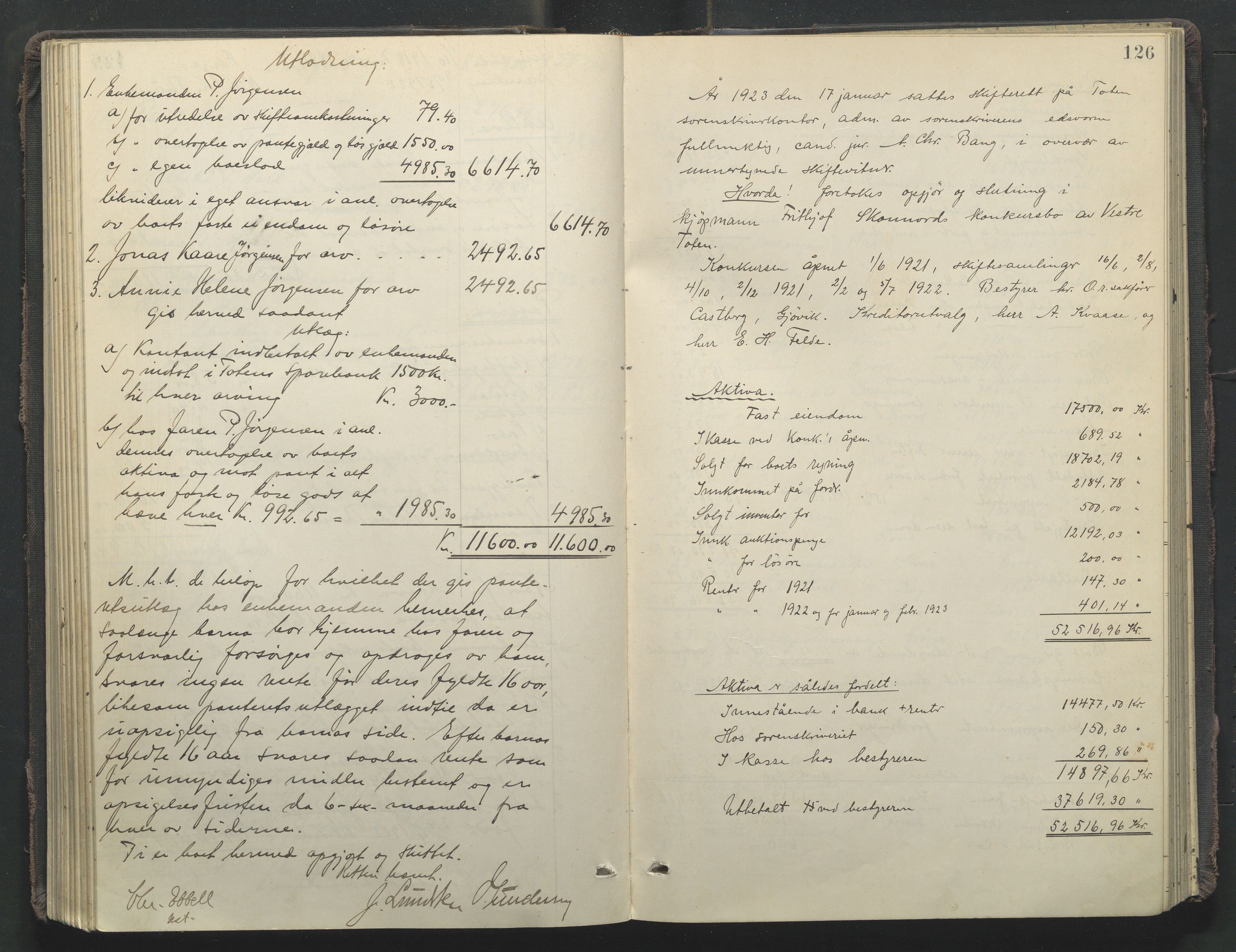 Toten tingrett, AV/SAH-TING-006/J/Jf/L0011: Skifteutlodningsprotokoll - Vestre Toten, Kolbu og Eina, 1916-1933, p. 126