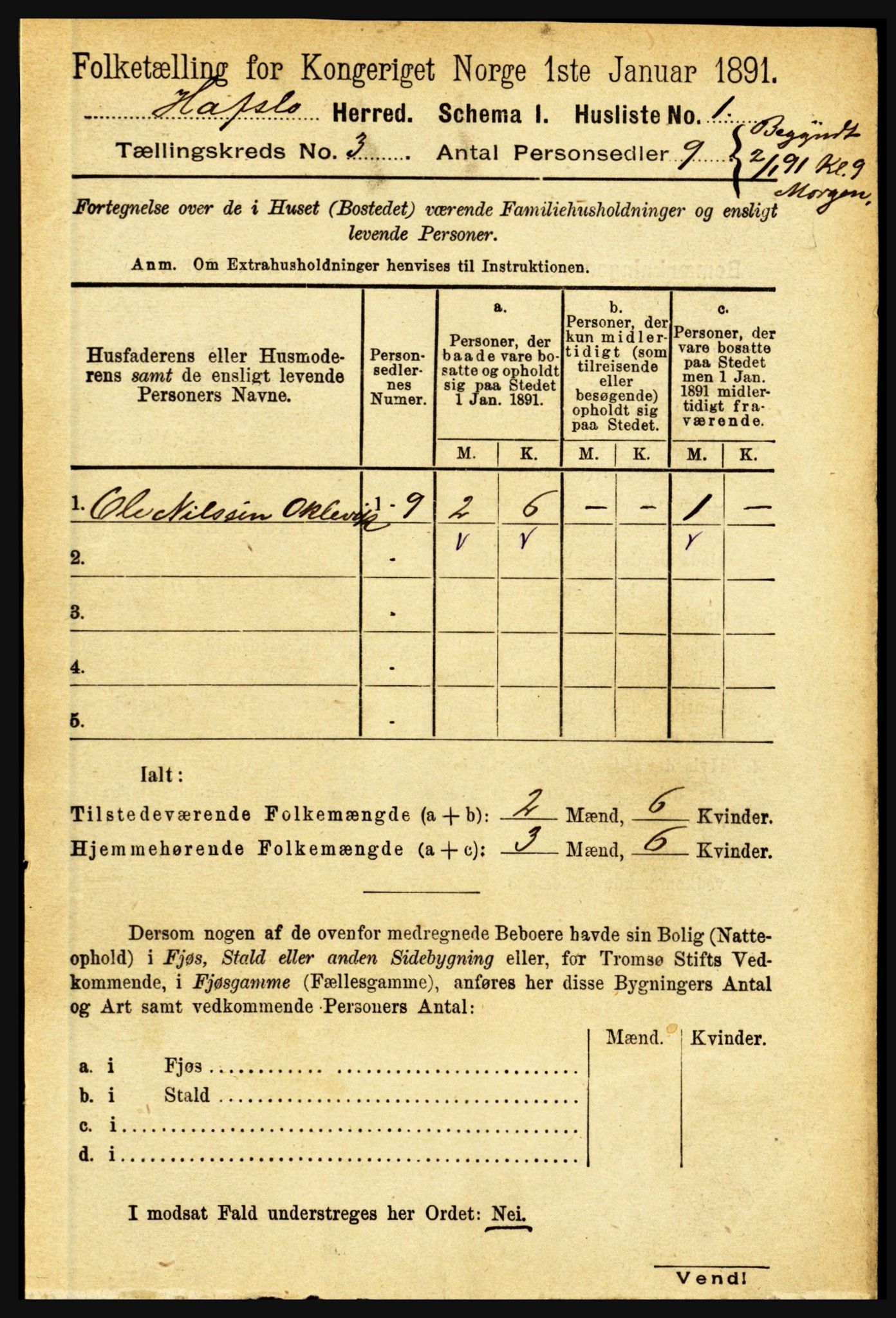 RA, 1891 census for 1425 Hafslo, 1891, p. 881