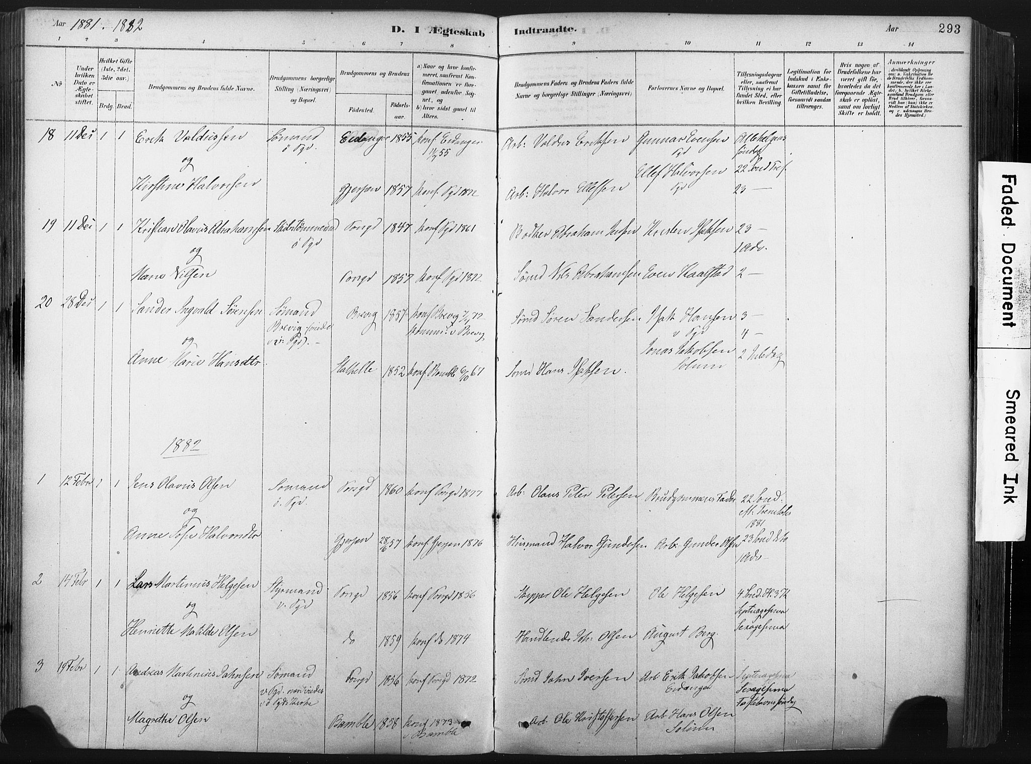Porsgrunn kirkebøker , SAKO/A-104/F/Fa/L0008: Parish register (official) no. 8, 1878-1895, p. 293