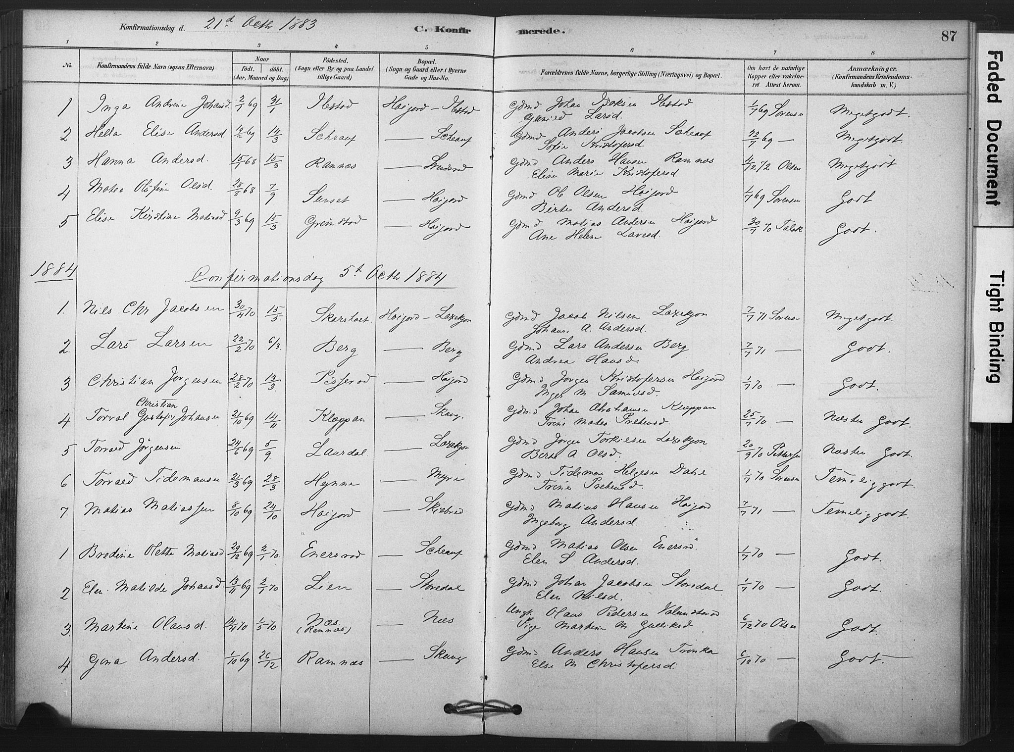 Andebu kirkebøker, SAKO/A-336/F/Fa/L0009: Parish register (official) no. 9, 1878-1909, p. 87