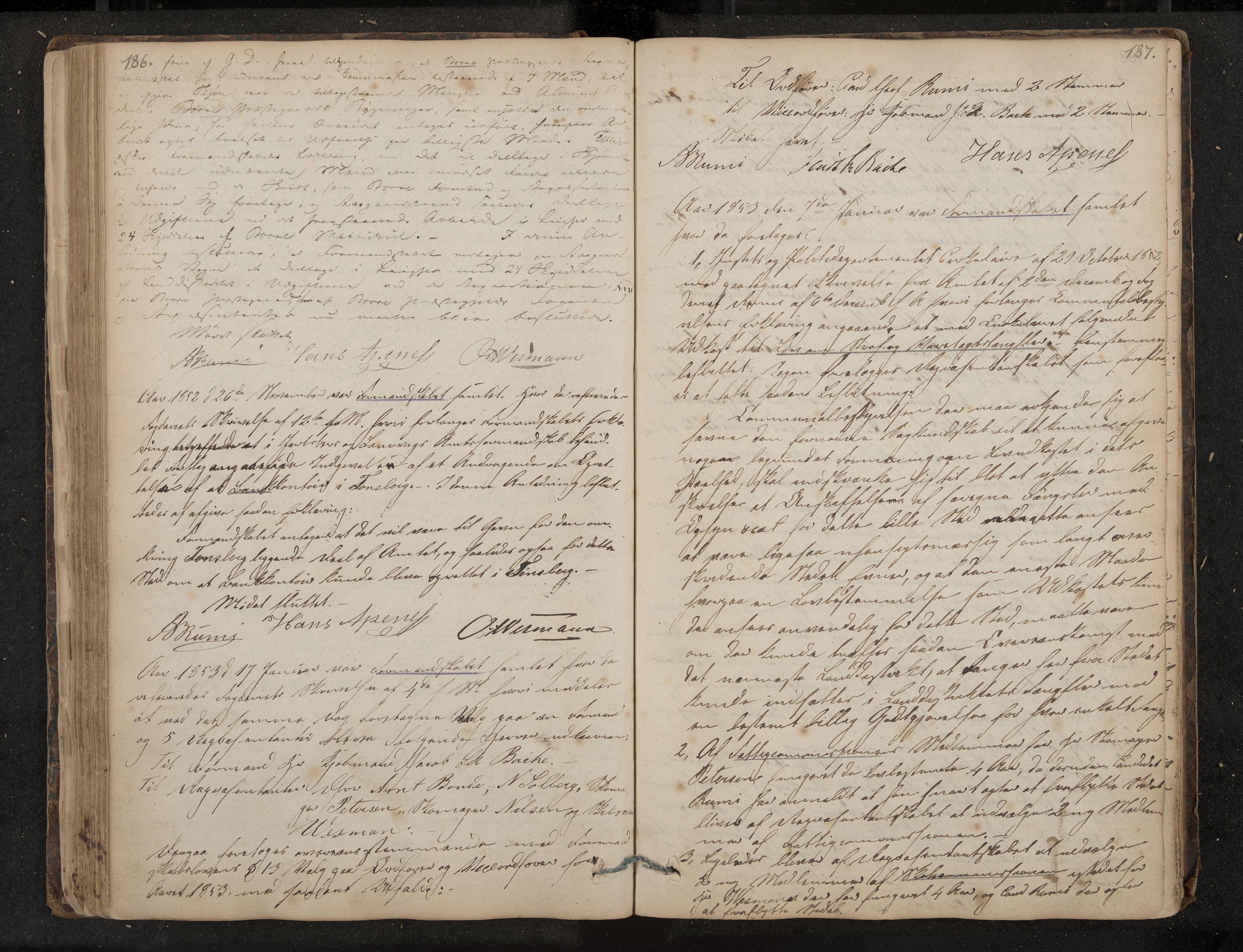 Åsgårdstrand formannskap og sentraladministrasjon, IKAK/0704021/A/L0001: Møtebok, 1838-1864, p. 186-187