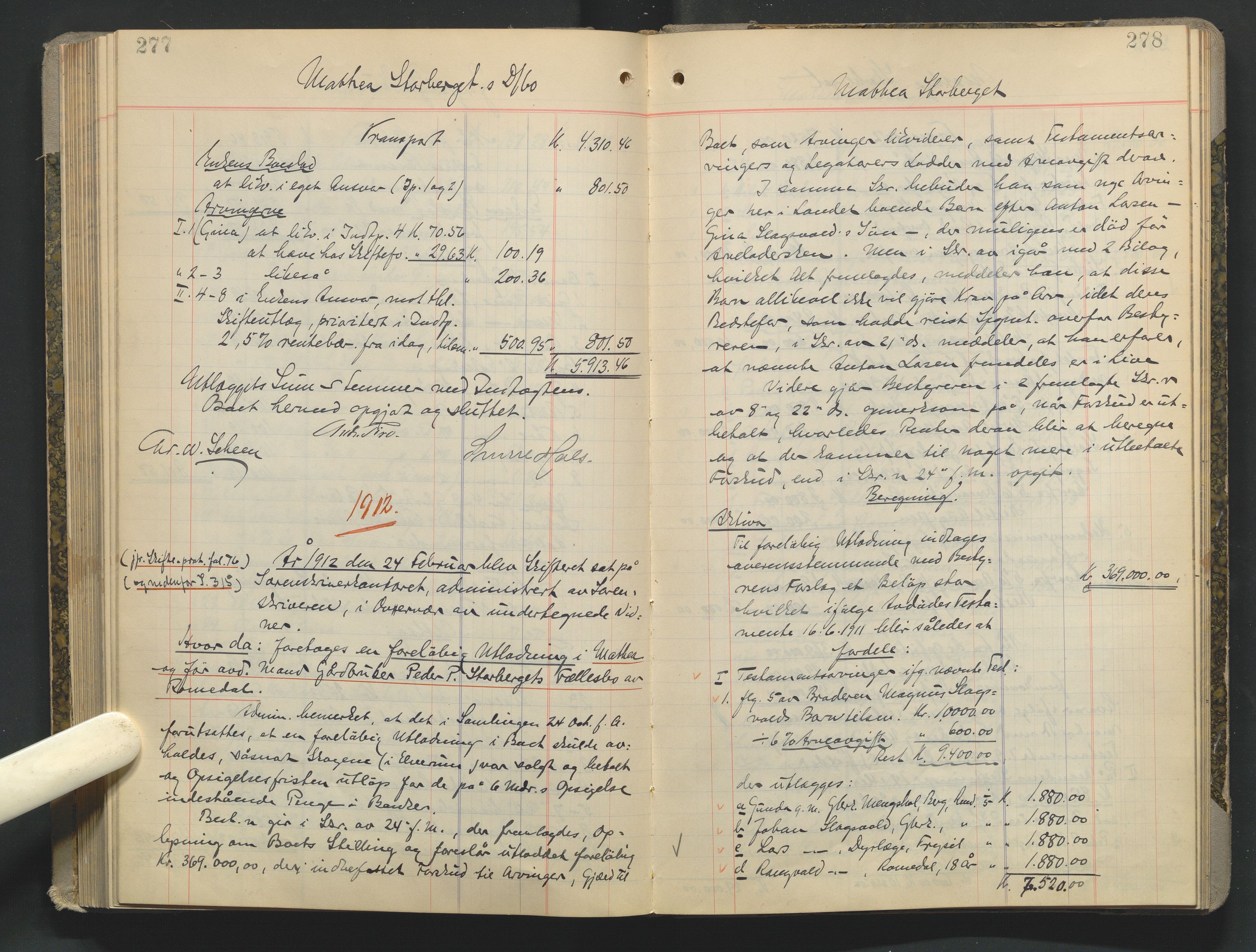 Sør-Hedmark sorenskriveri, AV/SAH-TING-014/J/Ja/Jad/L0003: Skifteutlodningsprotokoll - landet, 1906-1914, p. 277-278