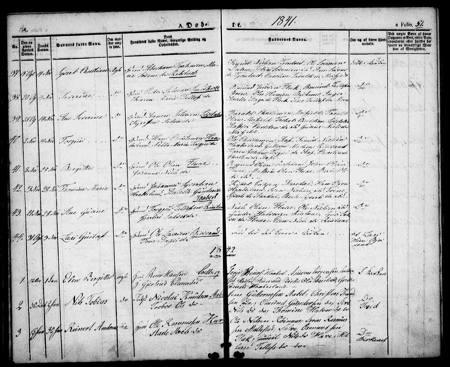 Birkenes sokneprestkontor, AV/SAK-1111-0004/F/Fa/L0001: Parish register (official) no. A 1, 1829-1849, p. 51