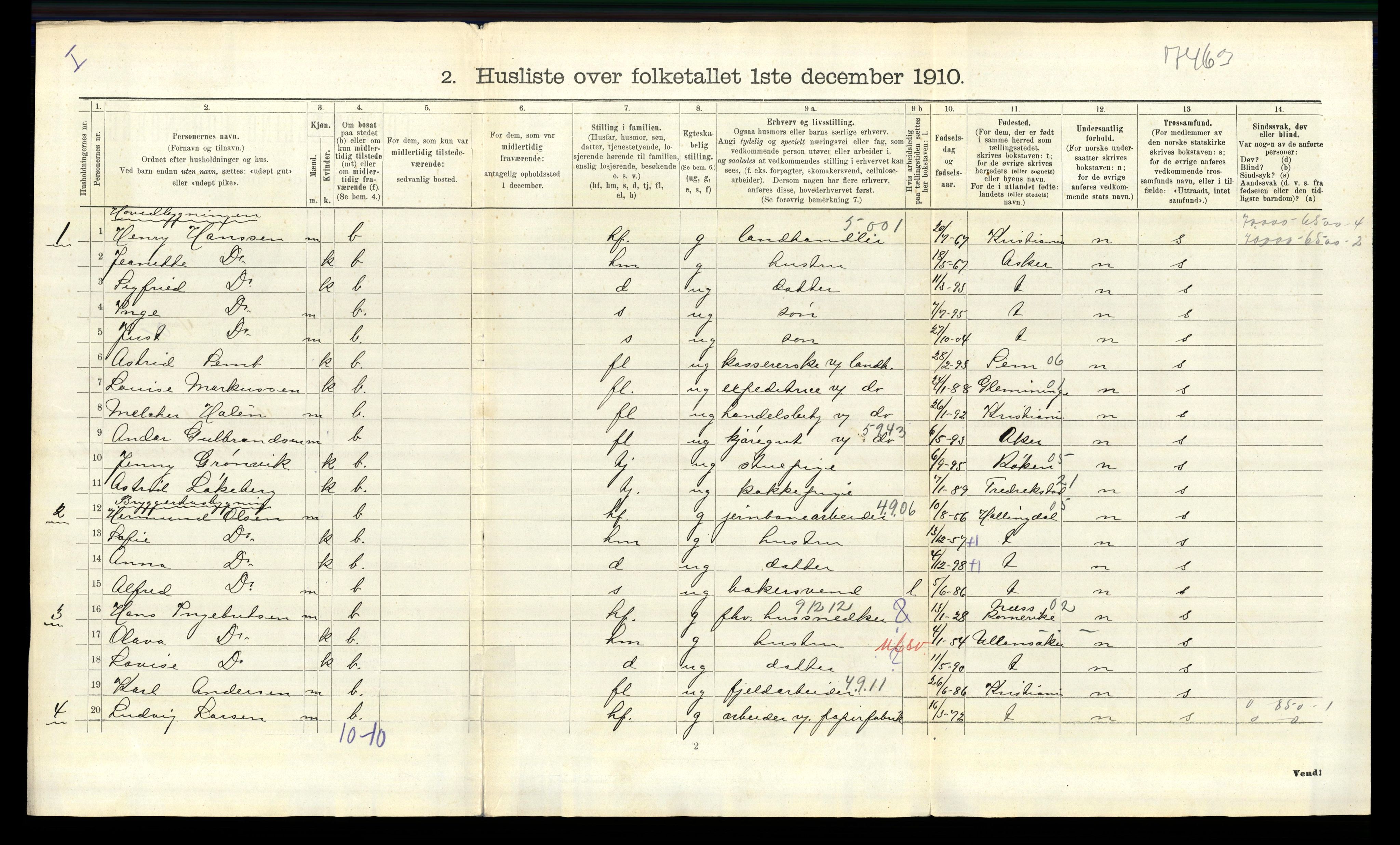 RA, 1910 census for Bærum, 1910, p. 1836