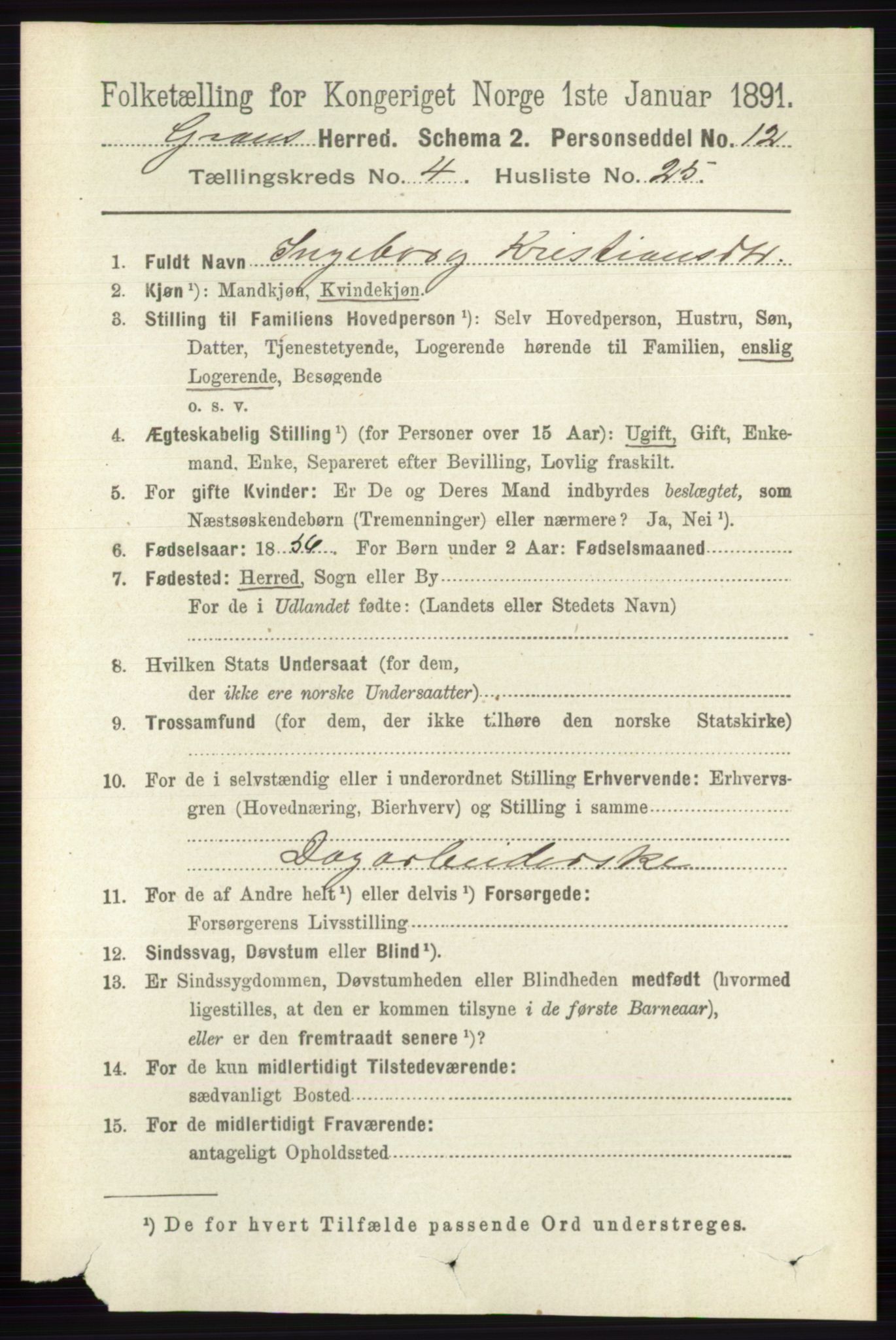 RA, 1891 census for 0534 Gran, 1891, p. 1320