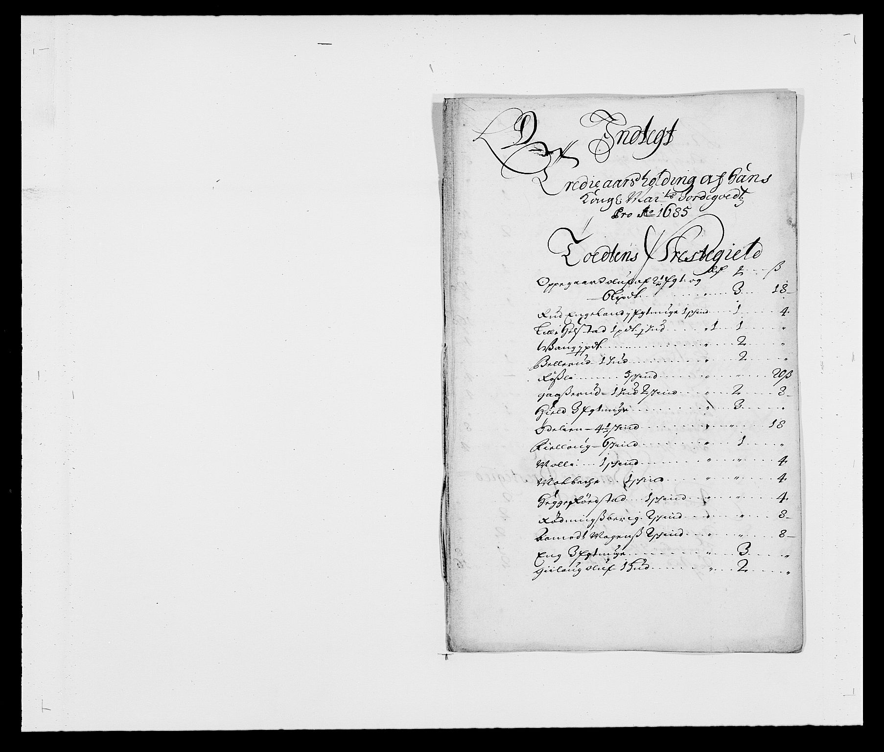 Rentekammeret inntil 1814, Reviderte regnskaper, Fogderegnskap, RA/EA-4092/R18/L1284: Fogderegnskap Hadeland, Toten og Valdres, 1685, p. 134