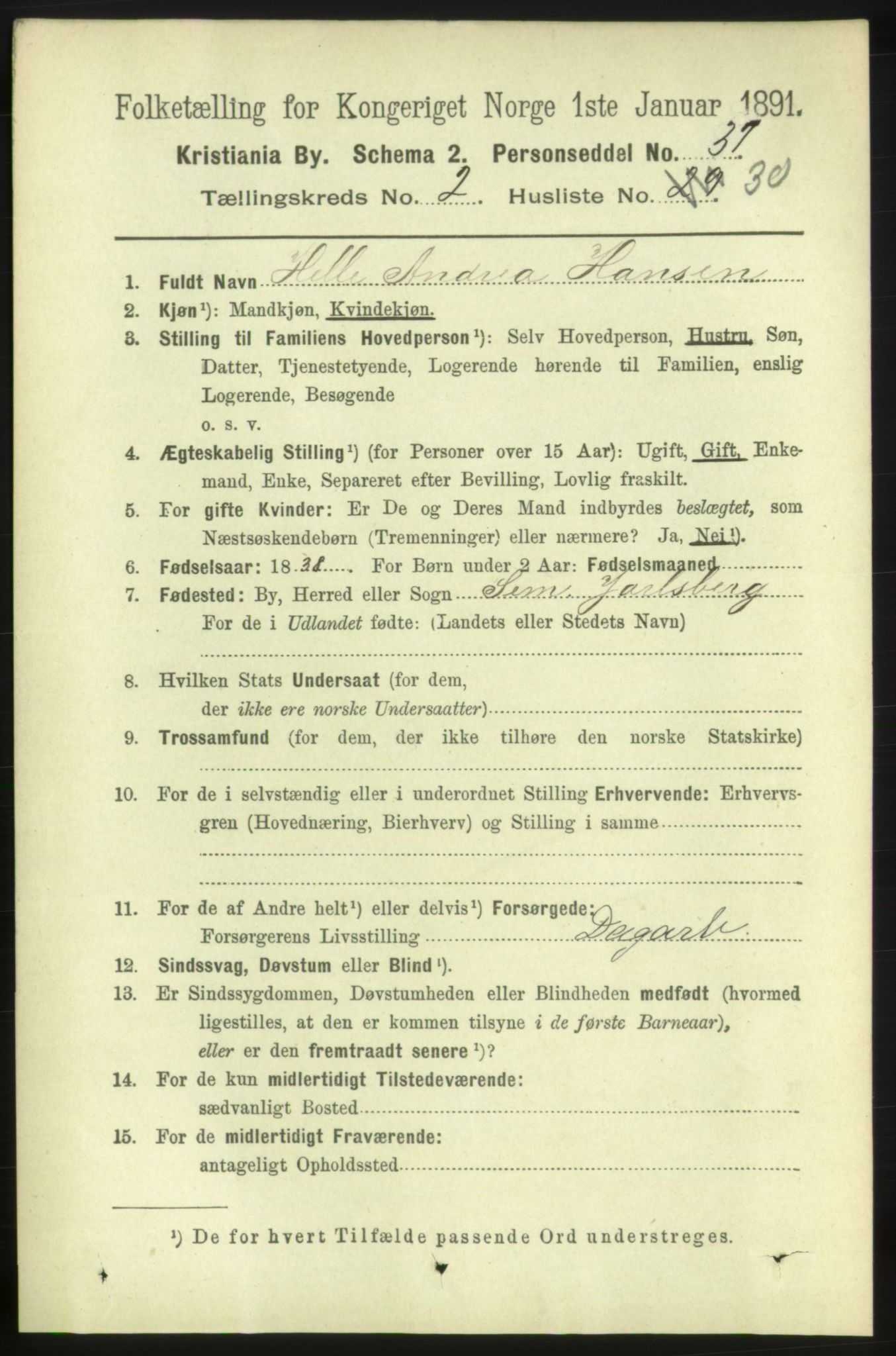 RA, 1891 census for 0301 Kristiania, 1891, p. 1159