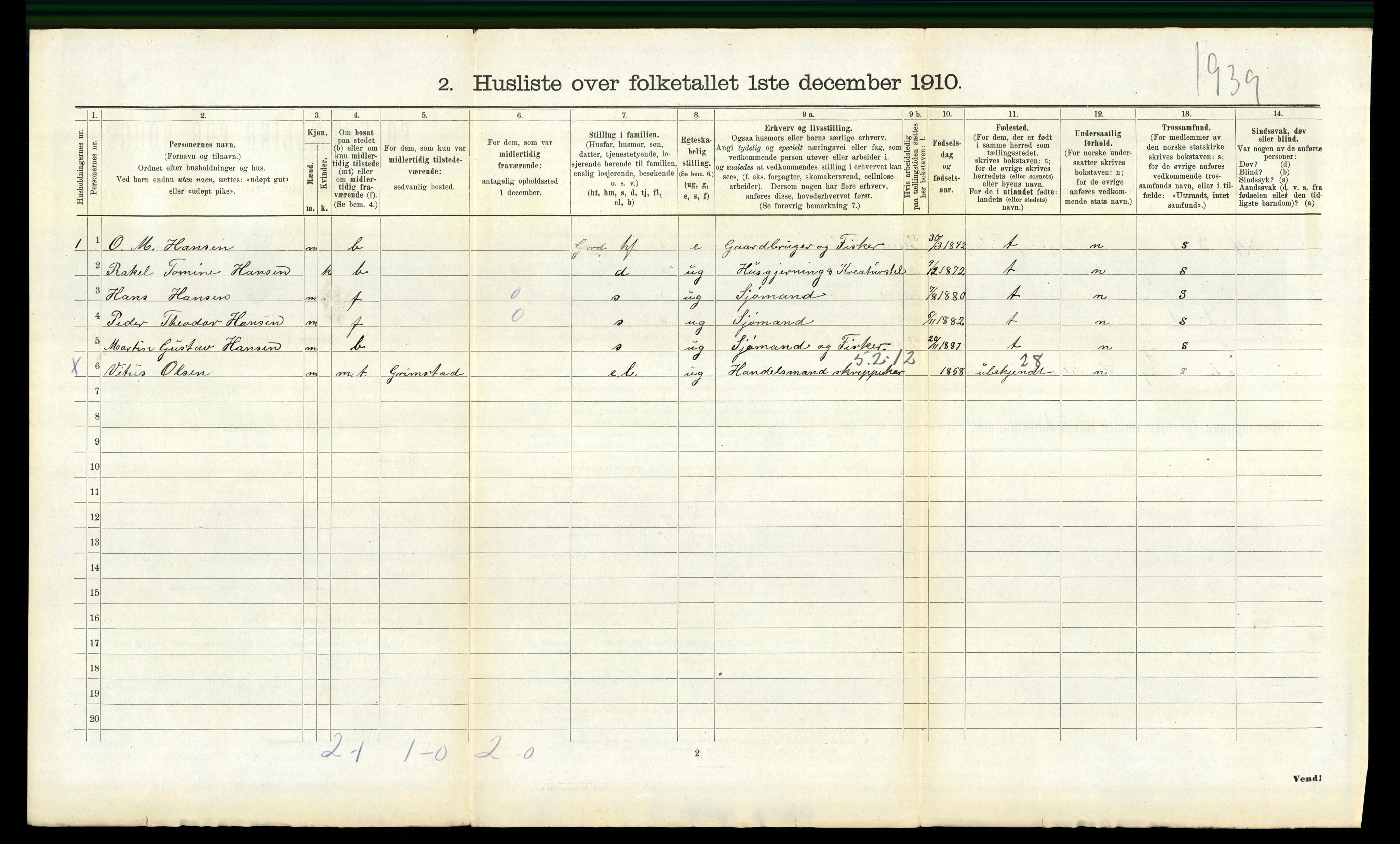 RA, 1910 census for Halse og Harkmark, 1910, p. 1343