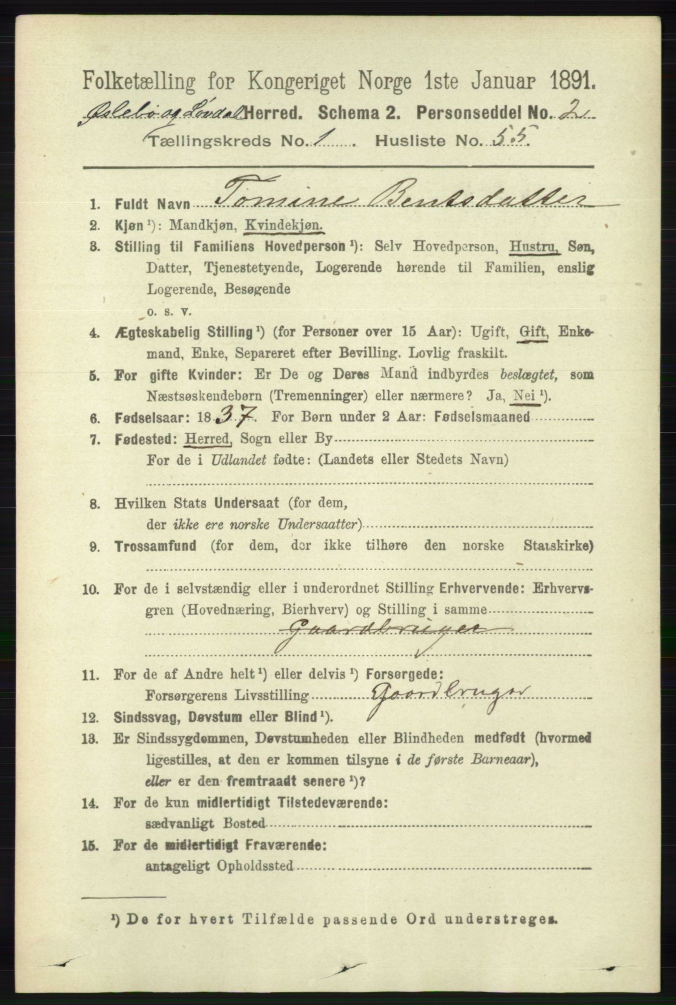 RA, 1891 census for 1021 Øyslebø og Laudal, 1891, p. 426