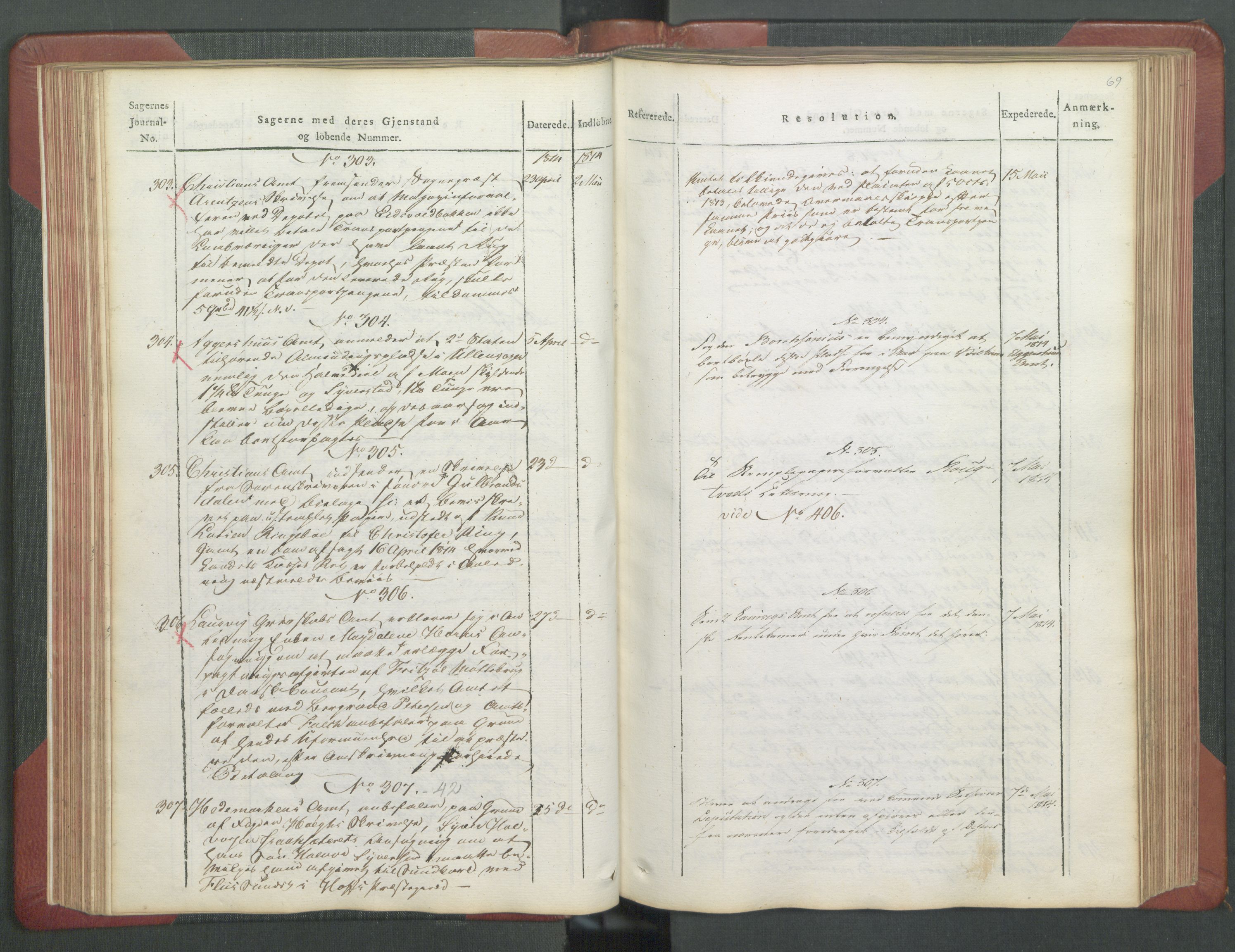 Departementene i 1814, AV/RA-S-3899/Fb/L0029: Journal A 1-900 (ekstraktprotokoll), 1814, p. 69