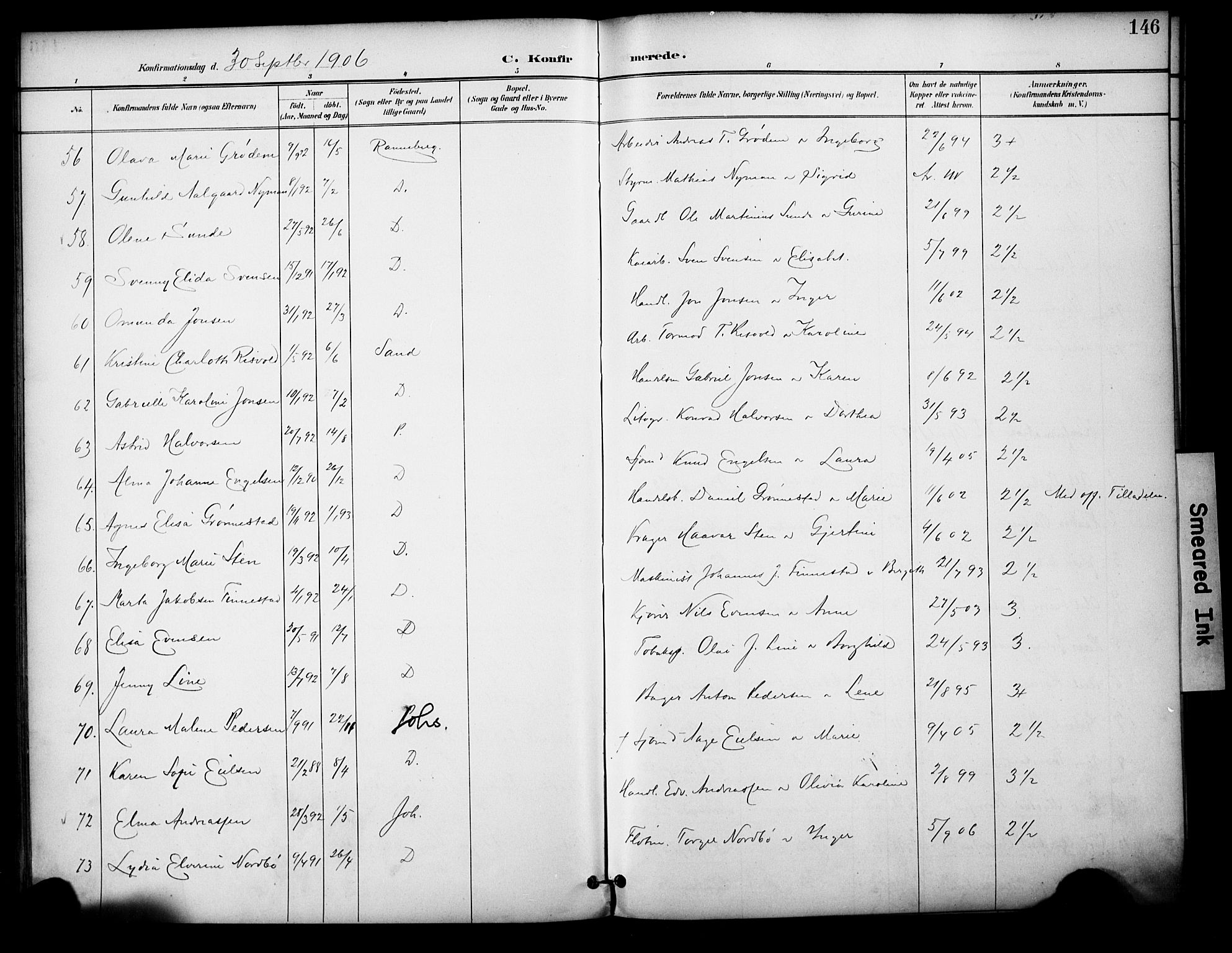 Domkirken sokneprestkontor, SAST/A-101812/001/30/30BA/L0031: Parish register (official) no. A 30, 1896-1916, p. 146