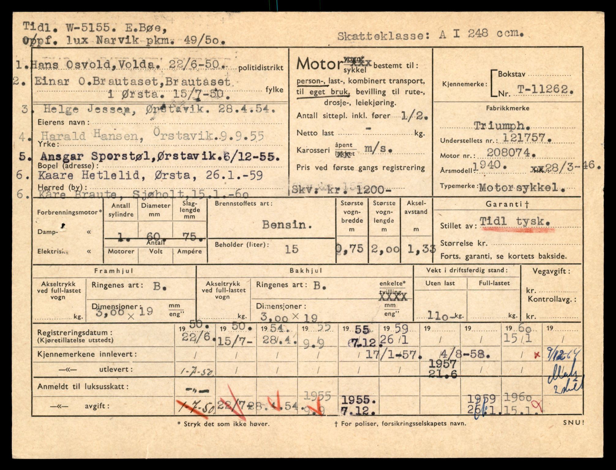 Møre og Romsdal vegkontor - Ålesund trafikkstasjon, AV/SAT-A-4099/F/Fe/L0027: Registreringskort for kjøretøy T 11161 - T 11289, 1927-1998, p. 2717