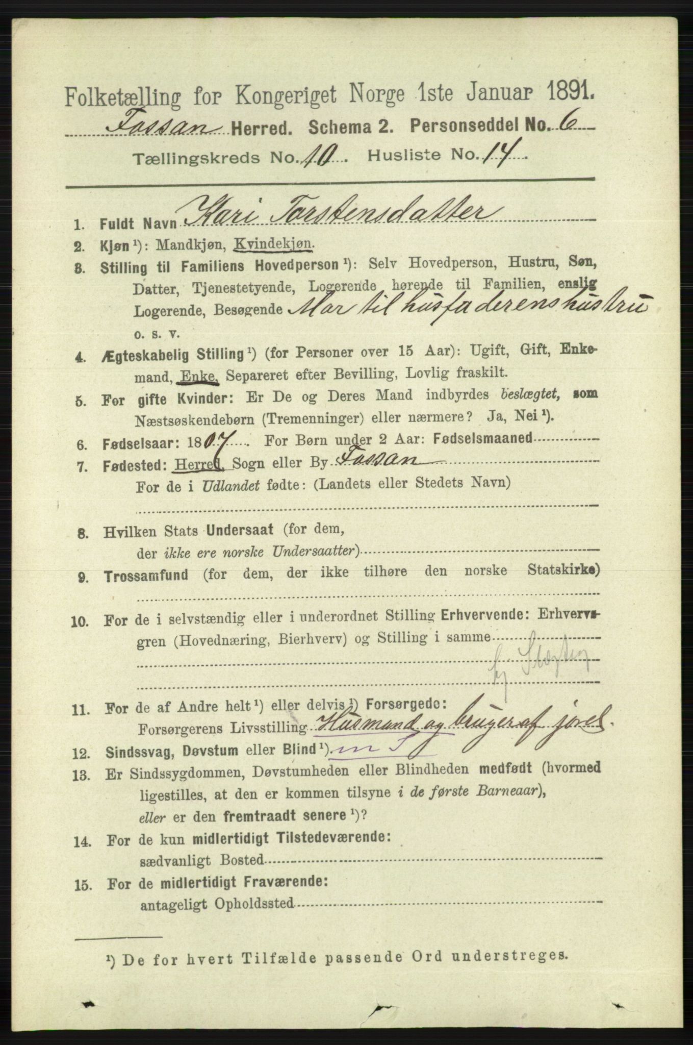 RA, 1891 census for 1129 Forsand, 1891, p. 1771