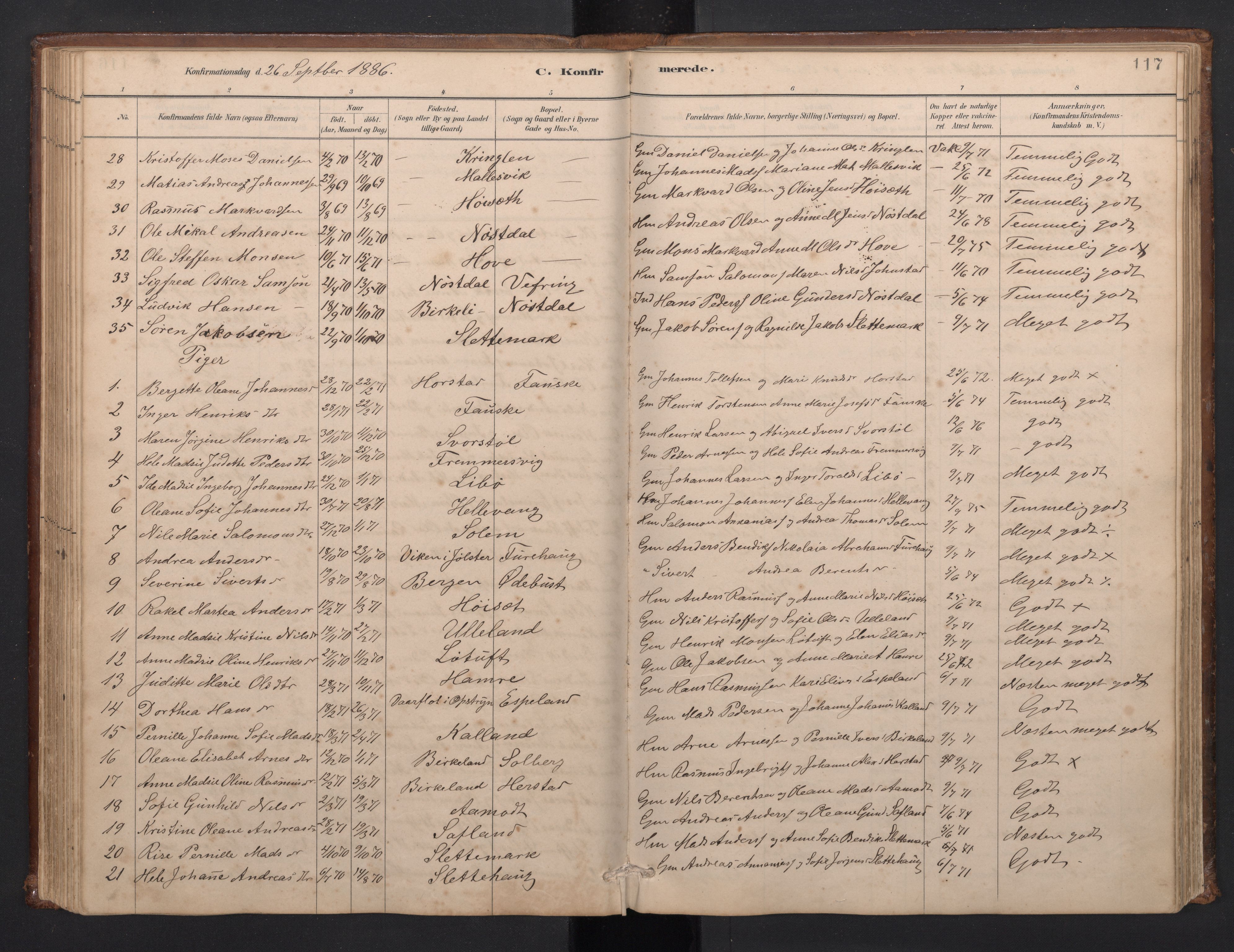 Førde sokneprestembete, SAB/A-79901/H/Hab/Habd/L0003: Parish register (copy) no. D 3, 1881-1897, p. 116b-117a