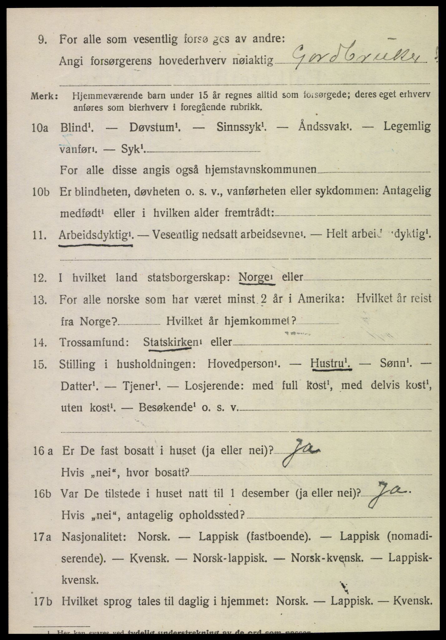 SAT, 1920 census for Kvam, 1920, p. 1814