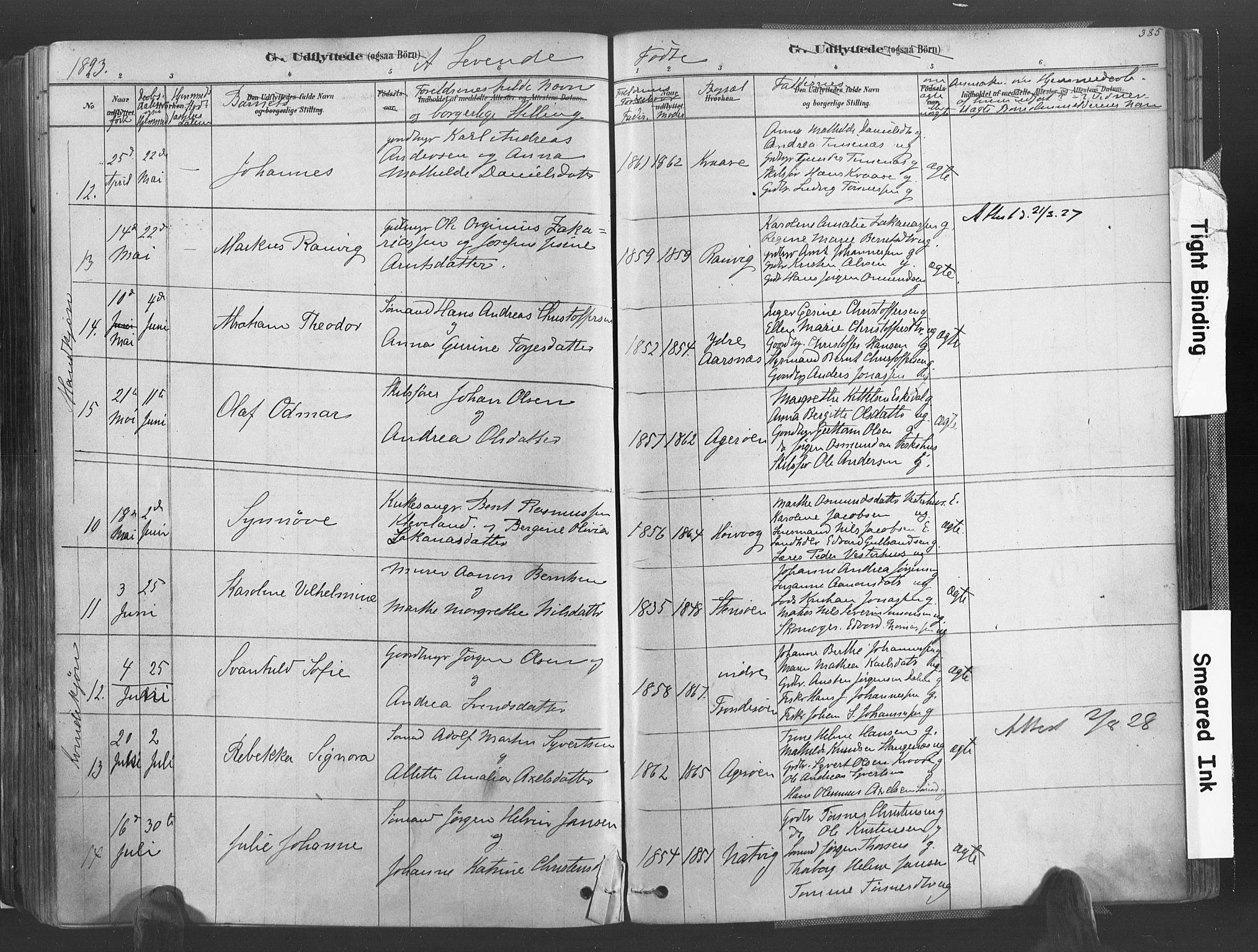 Høvåg sokneprestkontor, AV/SAK-1111-0025/F/Fa/L0005: Parish register (official) no. A 5, 1878-1893, p. 385