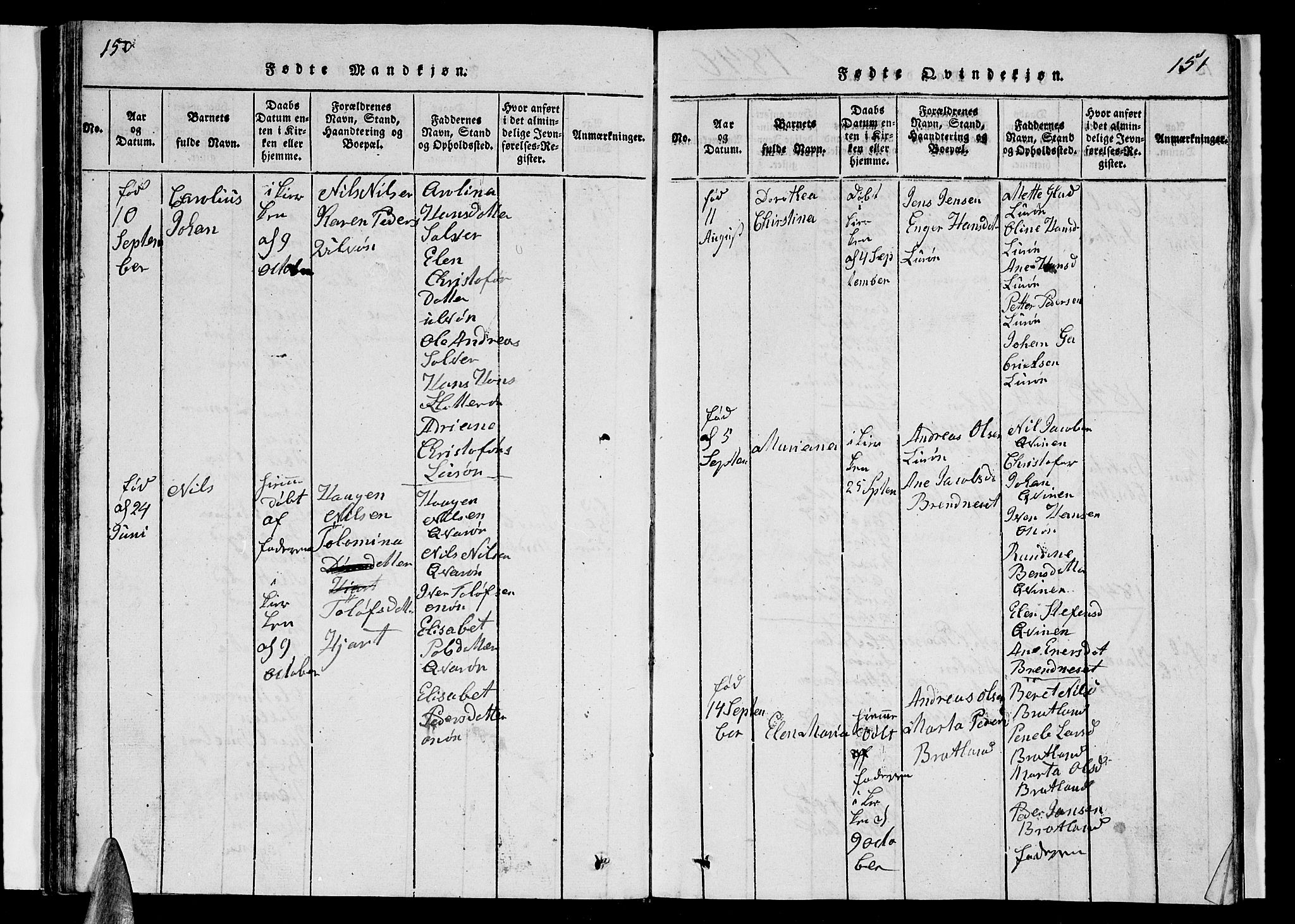 Ministerialprotokoller, klokkerbøker og fødselsregistre - Nordland, AV/SAT-A-1459/839/L0571: Parish register (copy) no. 839C01, 1820-1840, p. 150-151