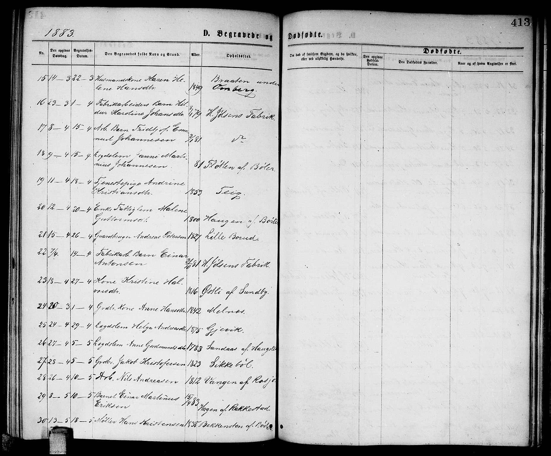 Enebakk prestekontor Kirkebøker, SAO/A-10171c/G/Ga/L0005: Parish register (copy) no. I 5, 1867-1888, p. 413