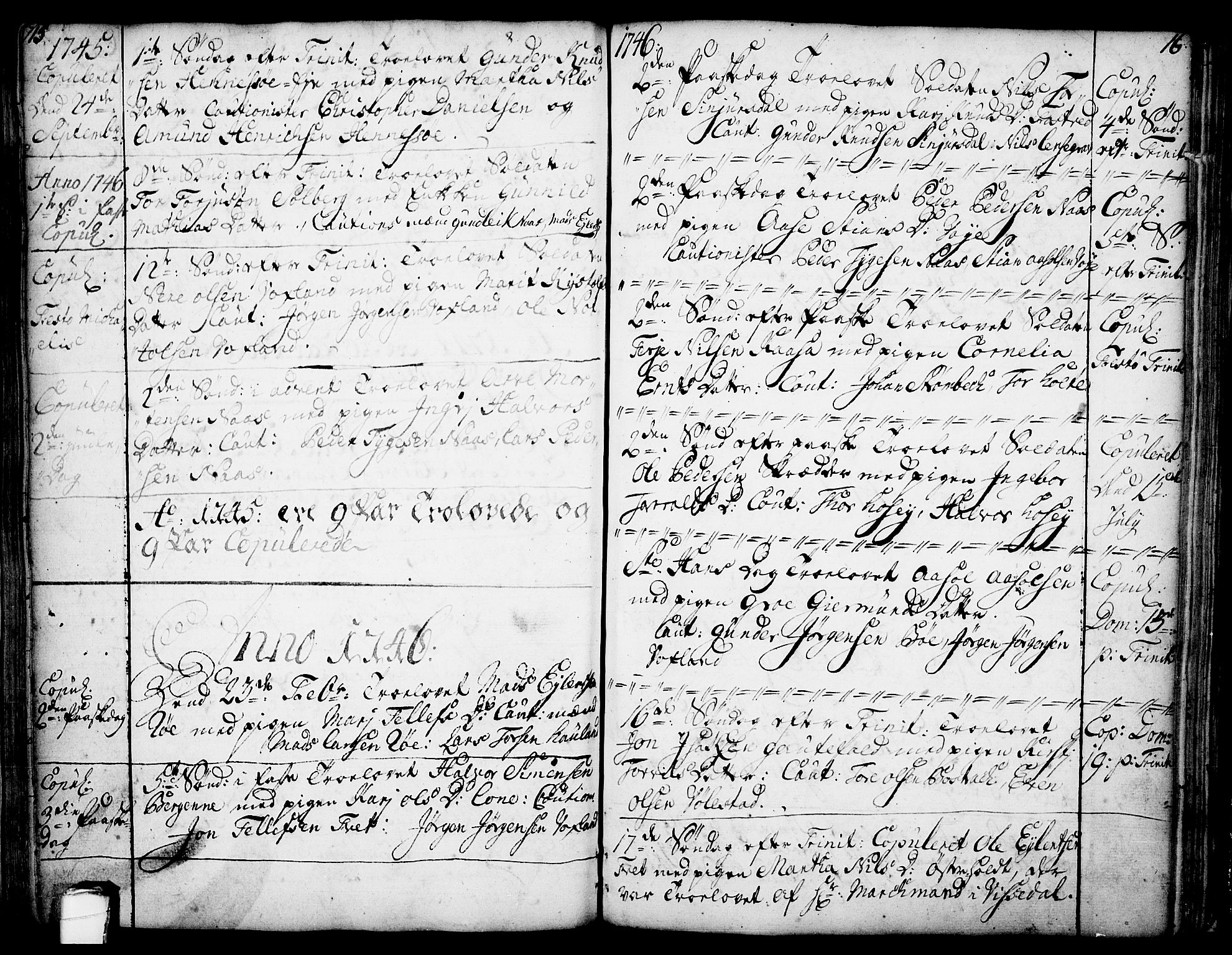 Drangedal kirkebøker, SAKO/A-258/F/Fa/L0002: Parish register (official) no. 2, 1733-1753, p. 15-16