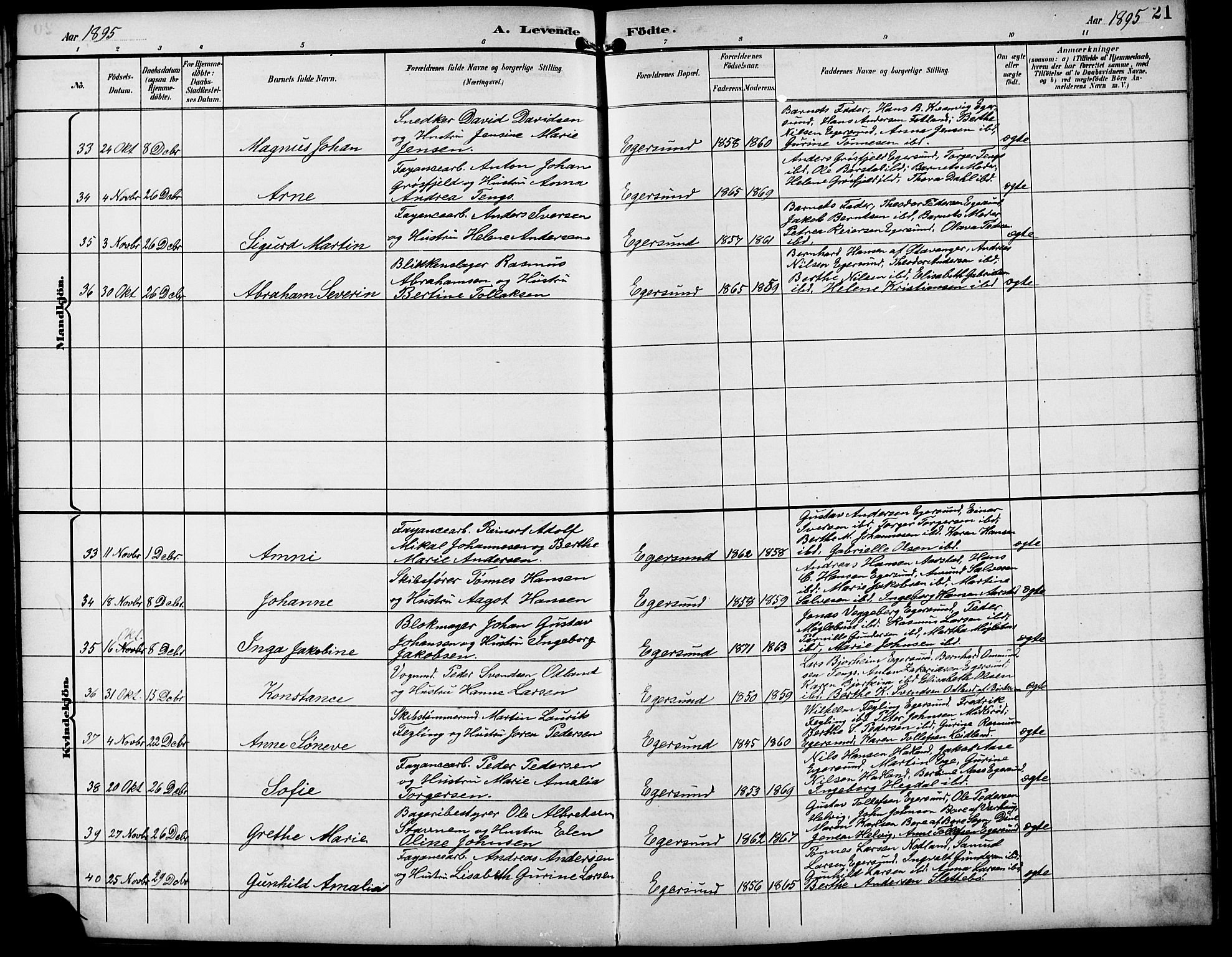 Eigersund sokneprestkontor, AV/SAST-A-101807/S09/L0010: Parish register (copy) no. B 10, 1893-1907, p. 21