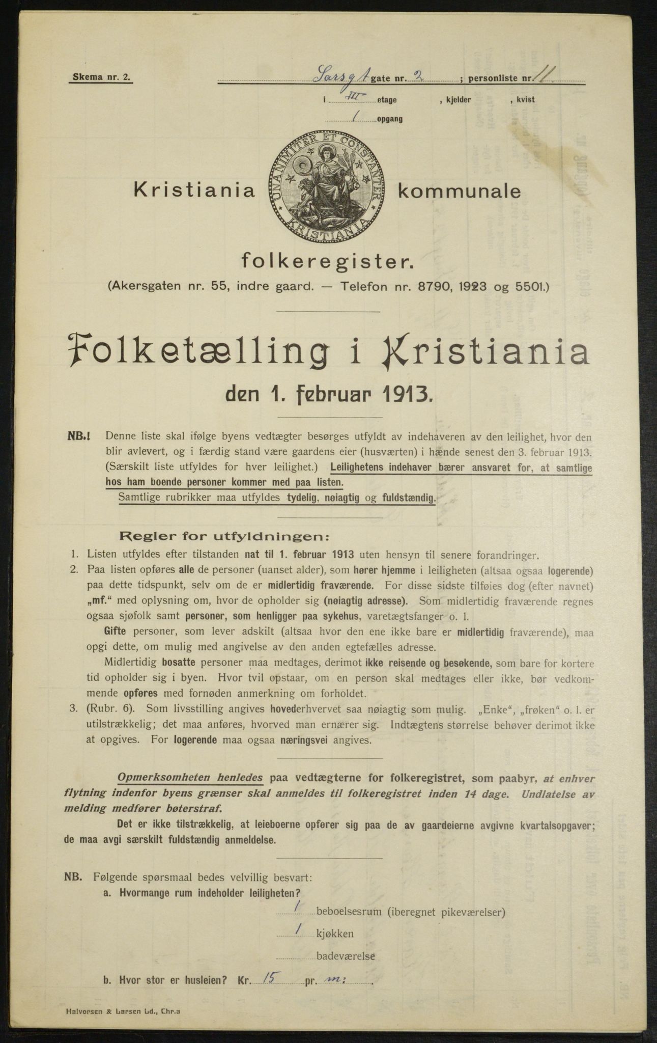 OBA, Municipal Census 1913 for Kristiania, 1913, p. 89277