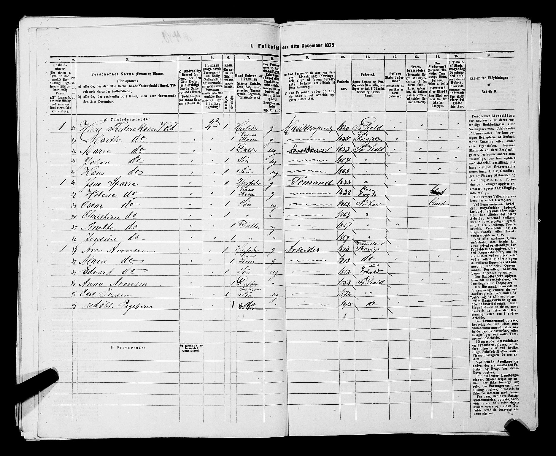 RA, 1875 census for 0101P Fredrikshald, 1875, p. 1270