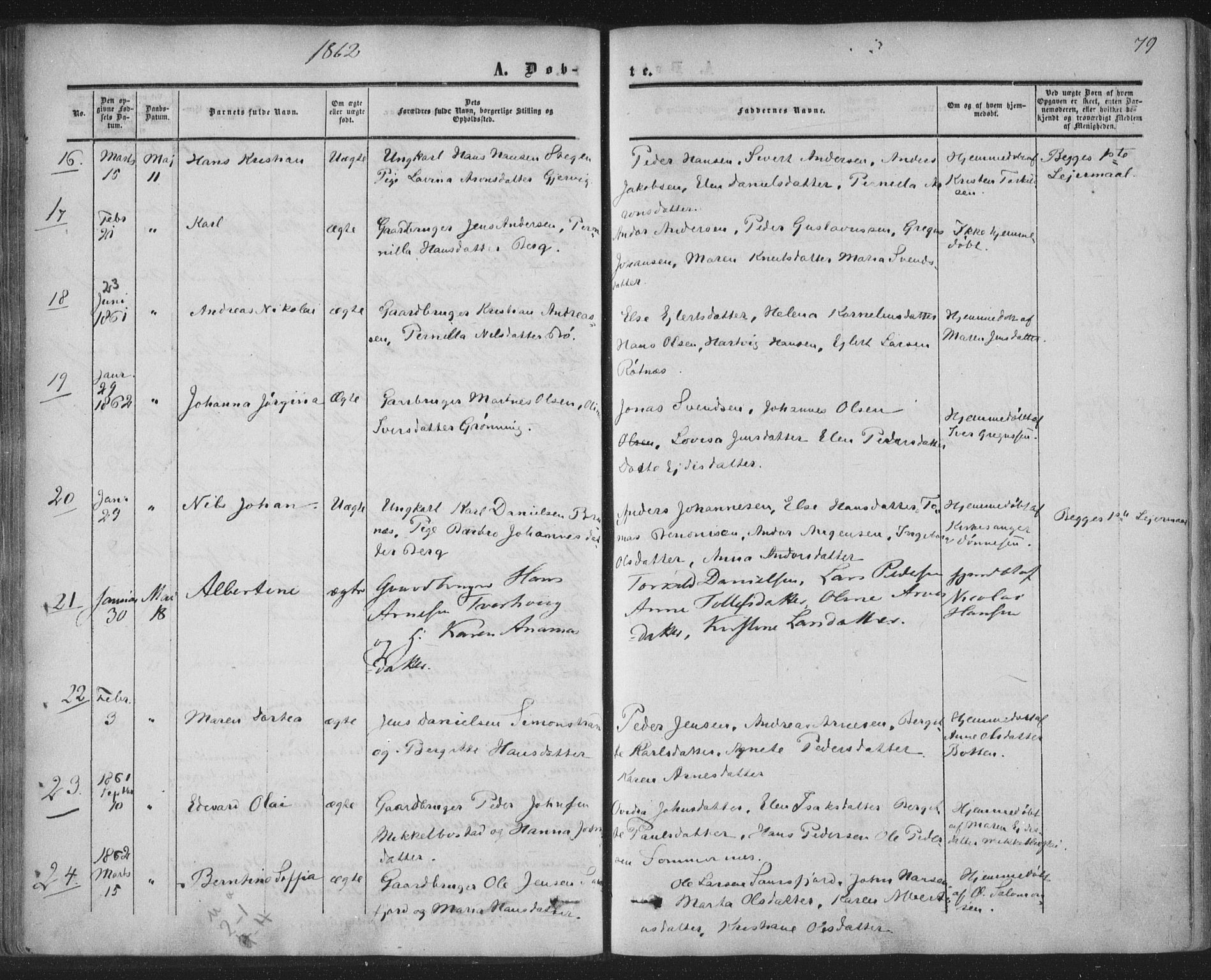 Ministerialprotokoller, klokkerbøker og fødselsregistre - Nordland, AV/SAT-A-1459/855/L0800: Parish register (official) no. 855A08, 1852-1864, p. 79