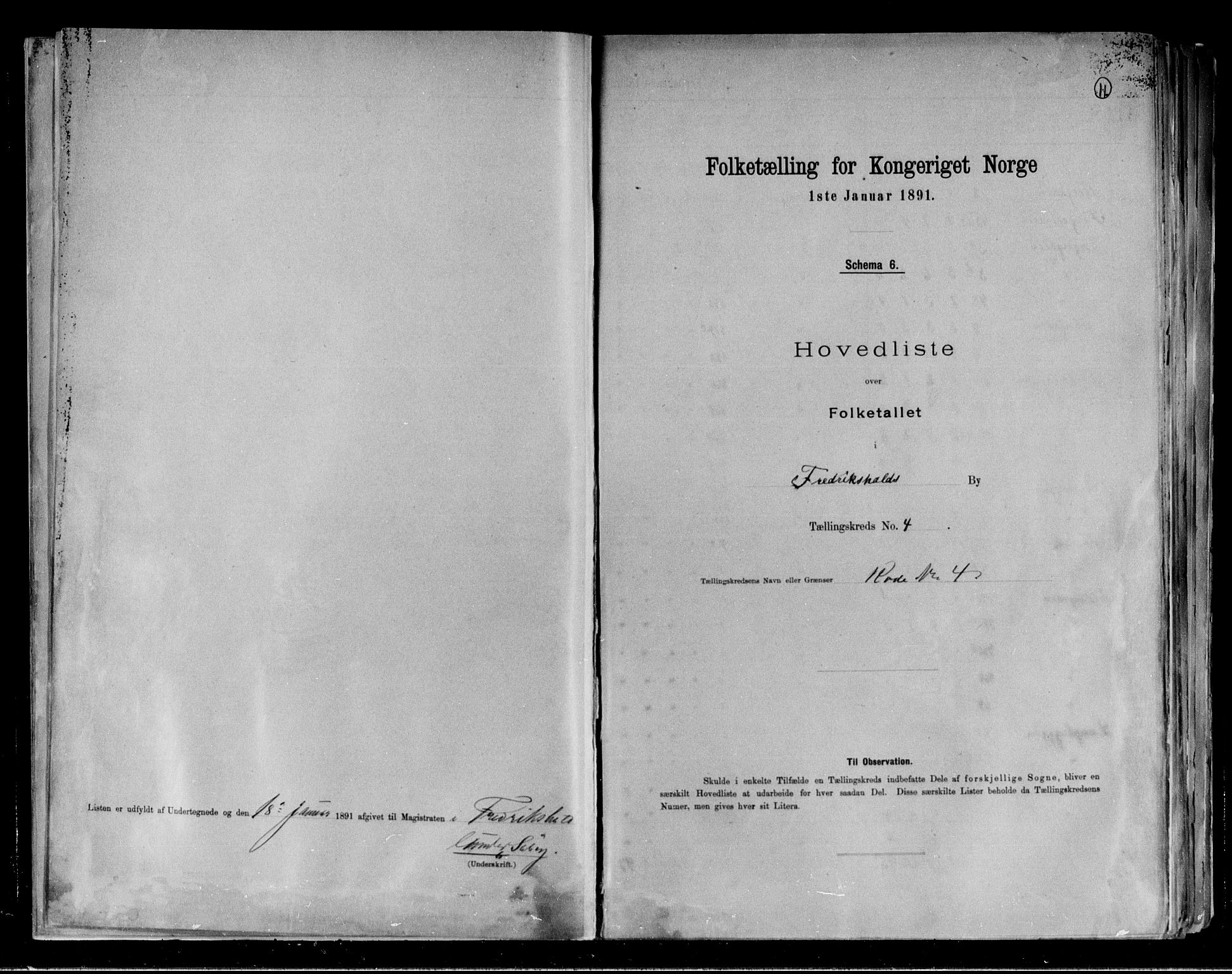 RA, 1891 census for 0101 Fredrikshald, 1891, p. 11