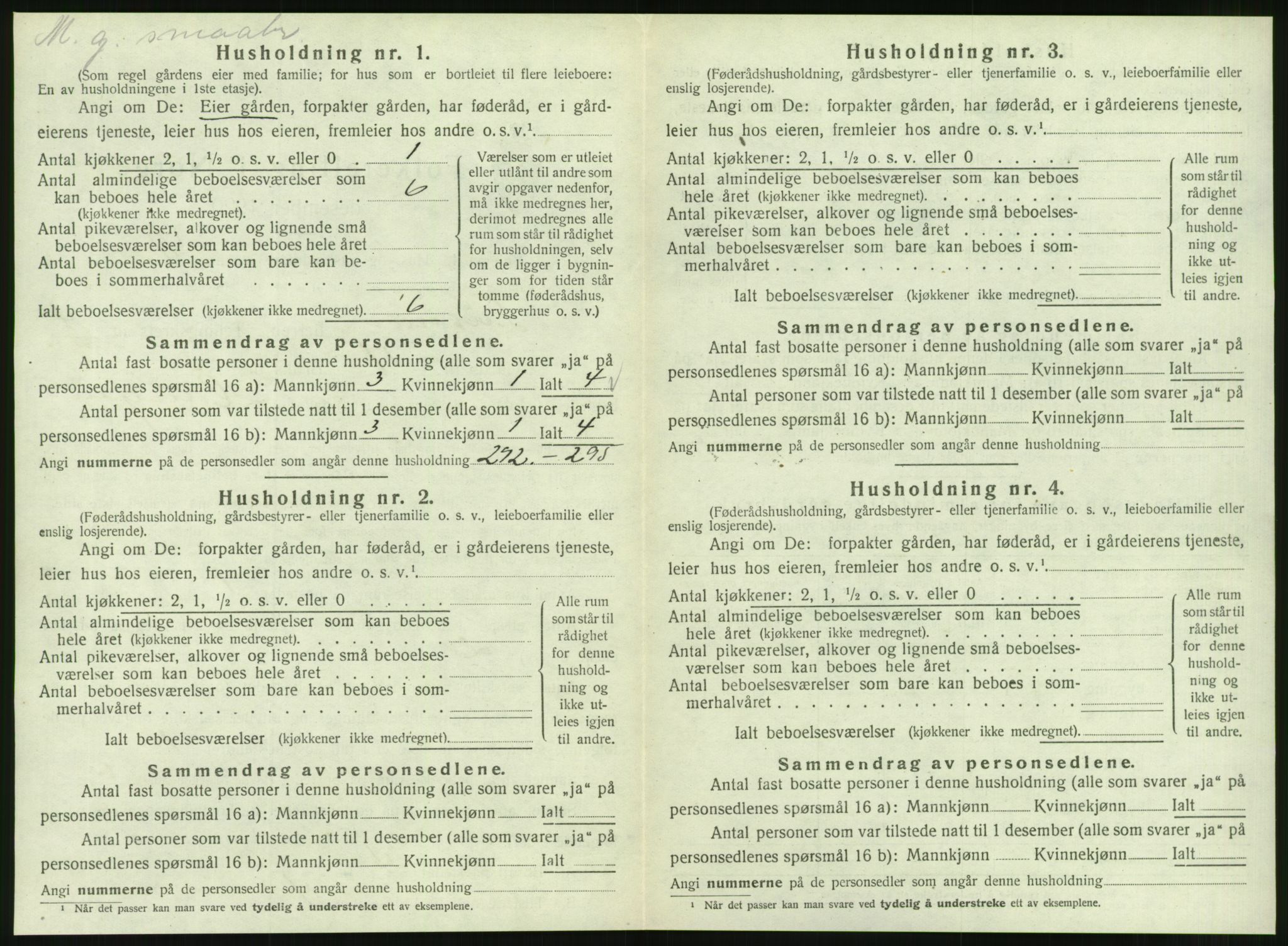 SAT, 1920 census for Tustna, 1920, p. 316