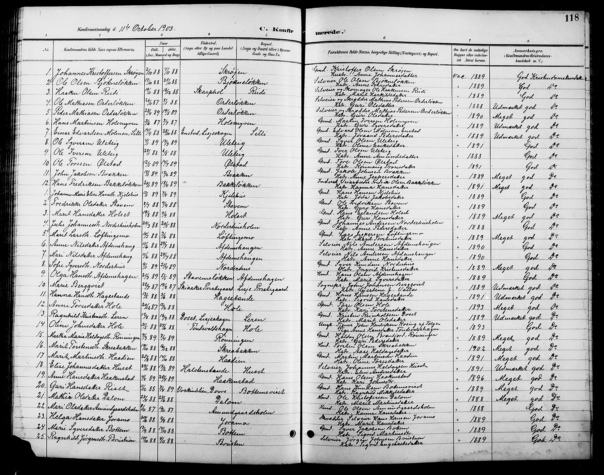 Lesja prestekontor, AV/SAH-PREST-068/H/Ha/Hab/L0007: Parish register (copy) no. 7, 1895-1919, p. 118