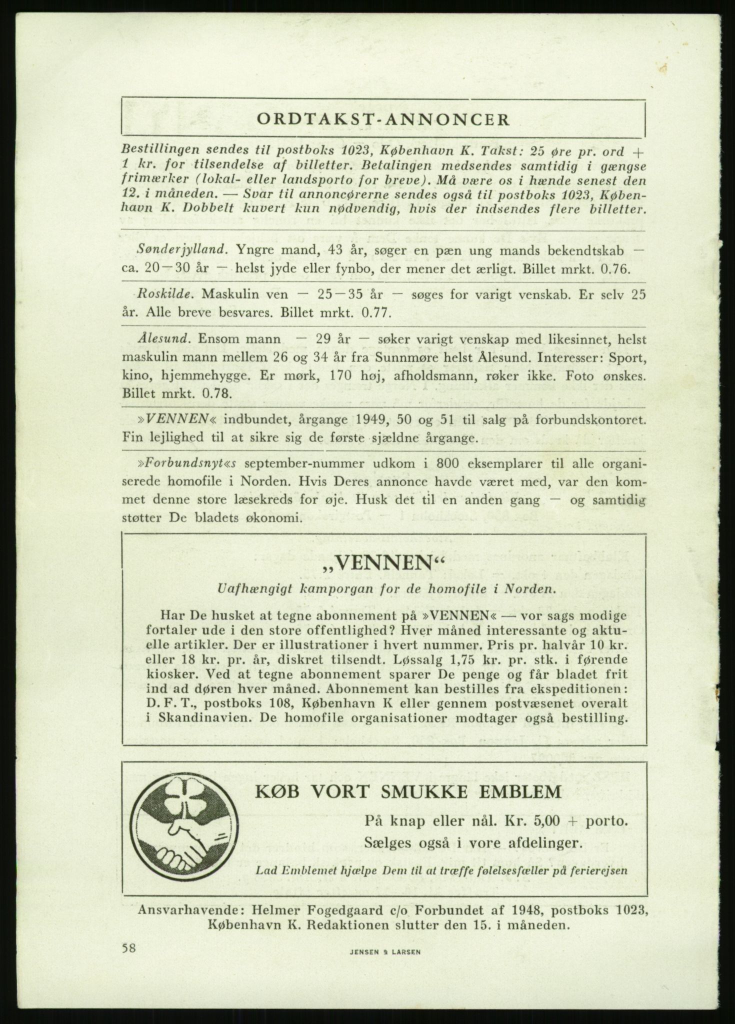 Det Norske Forbundet av 1948/Landsforeningen for Lesbisk og Homofil Frigjøring, AV/RA-PA-1216/E/Eb/L0001: Intern informasjon, 1952-1991, p. 22