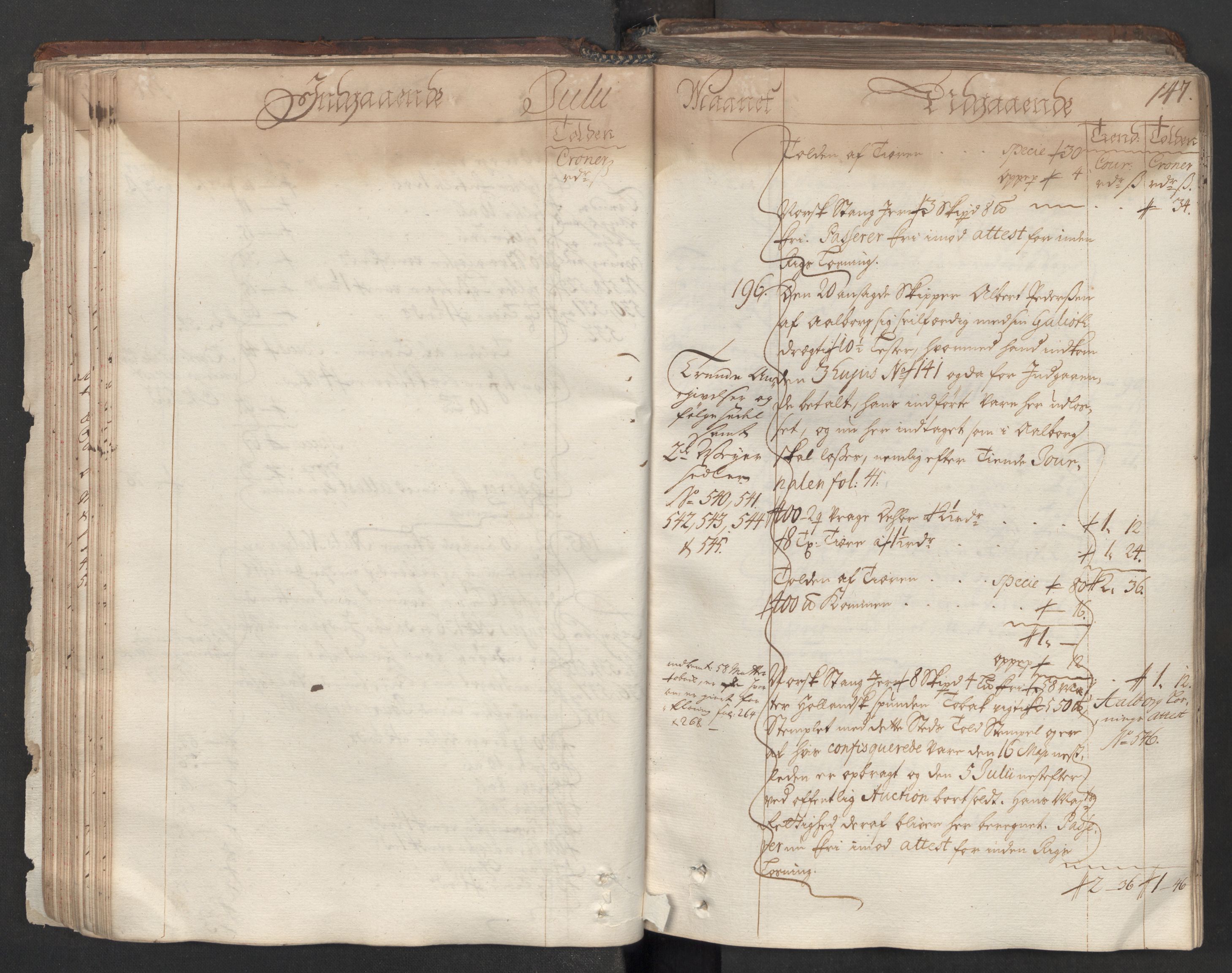 Generaltollkammeret, tollregnskaper, AV/RA-EA-5490/R06/L0012/0001: Tollregnskaper Kristiania / Hovedtollbok, 1731, p. 146b-147a