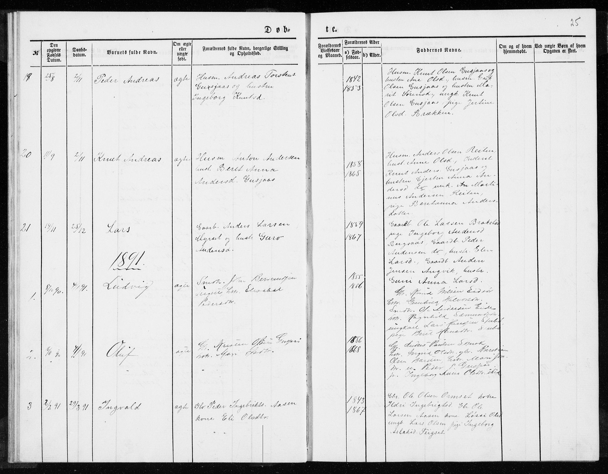 Ministerialprotokoller, klokkerbøker og fødselsregistre - Møre og Romsdal, SAT/A-1454/551/L0631: Parish register (copy) no. 551C03, 1886-1894, p. 25