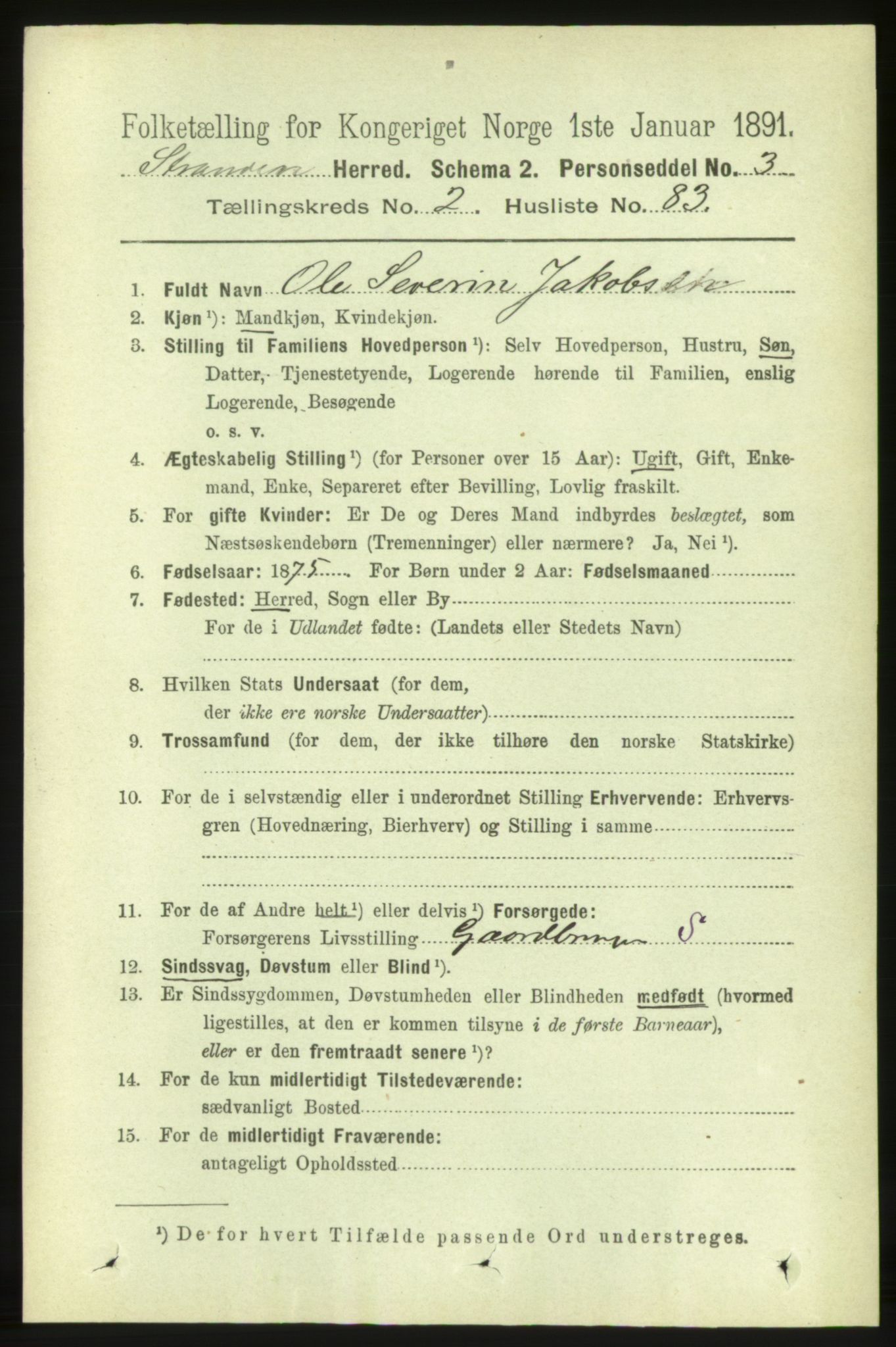 RA, 1891 census for 1525 Stranda, 1891, p. 359