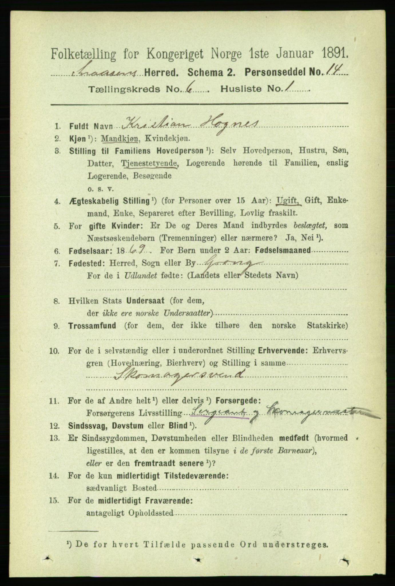 RA, 1891 census for 1736 Snåsa, 1891, p. 1899