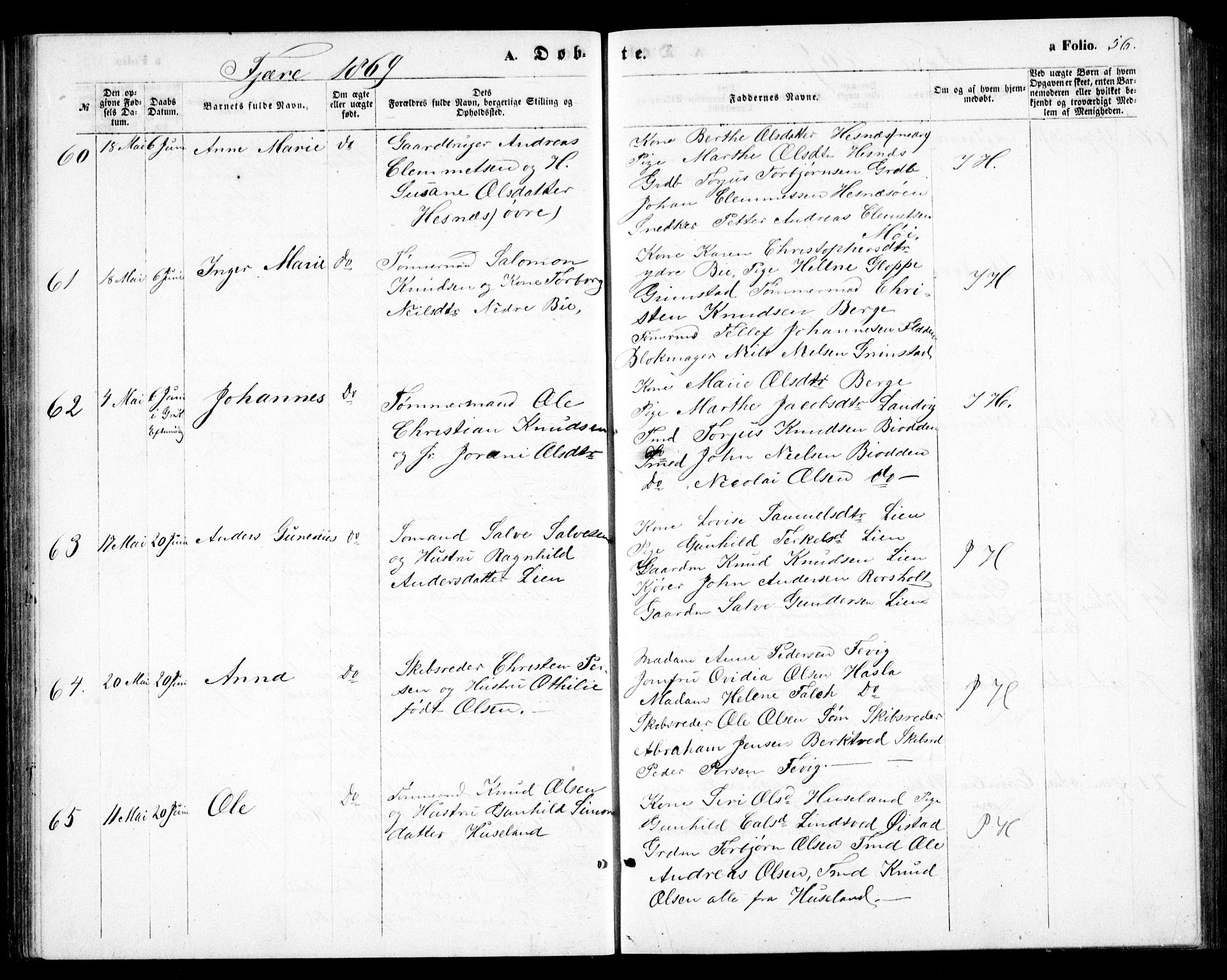 Fjære sokneprestkontor, SAK/1111-0011/F/Fb/L0009: Parish register (copy) no. B 9, 1867-1870, p. 56