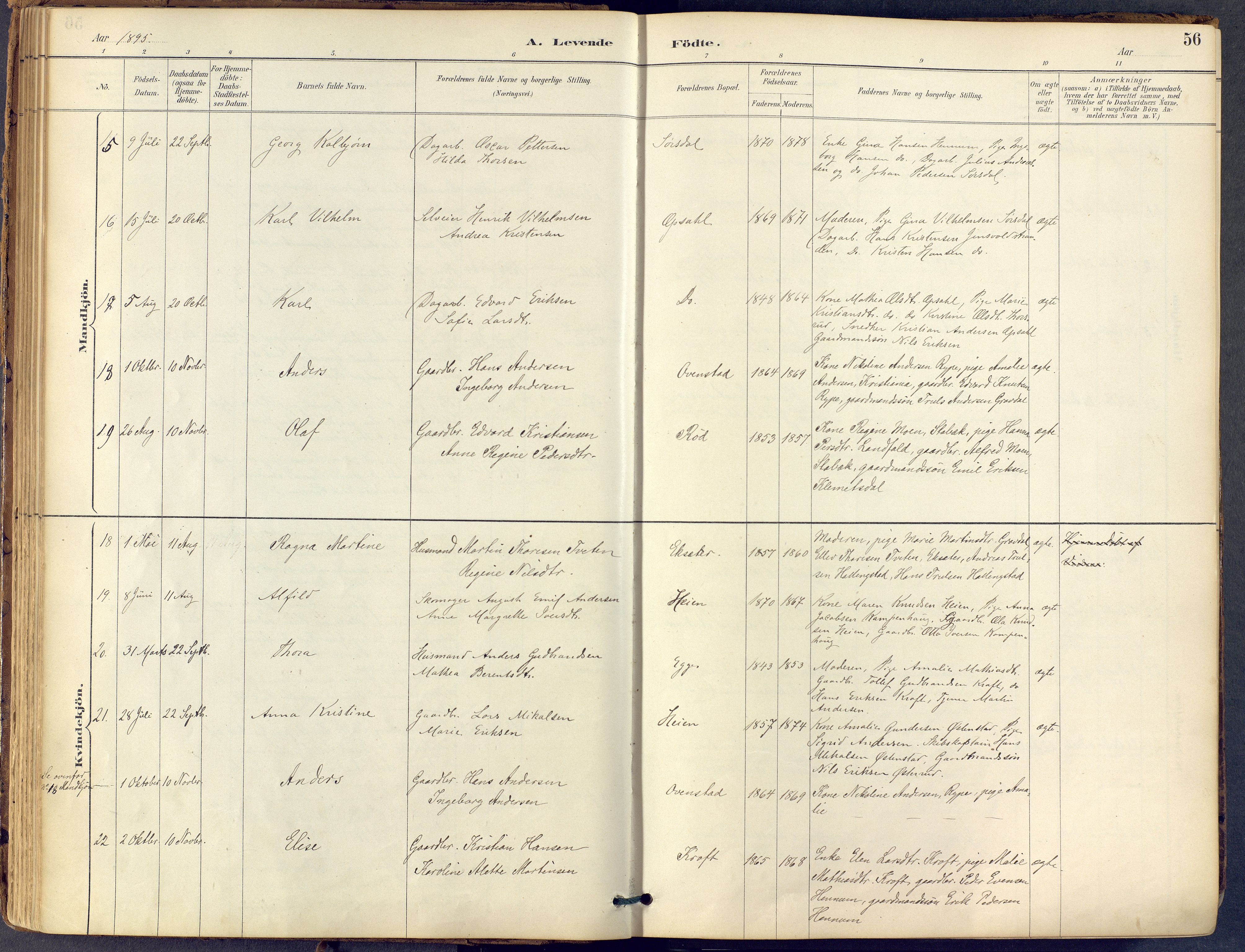 Lier kirkebøker, AV/SAKO-A-230/F/Fb/L0001: Parish register (official) no. II 1, 1883-1910, p. 56