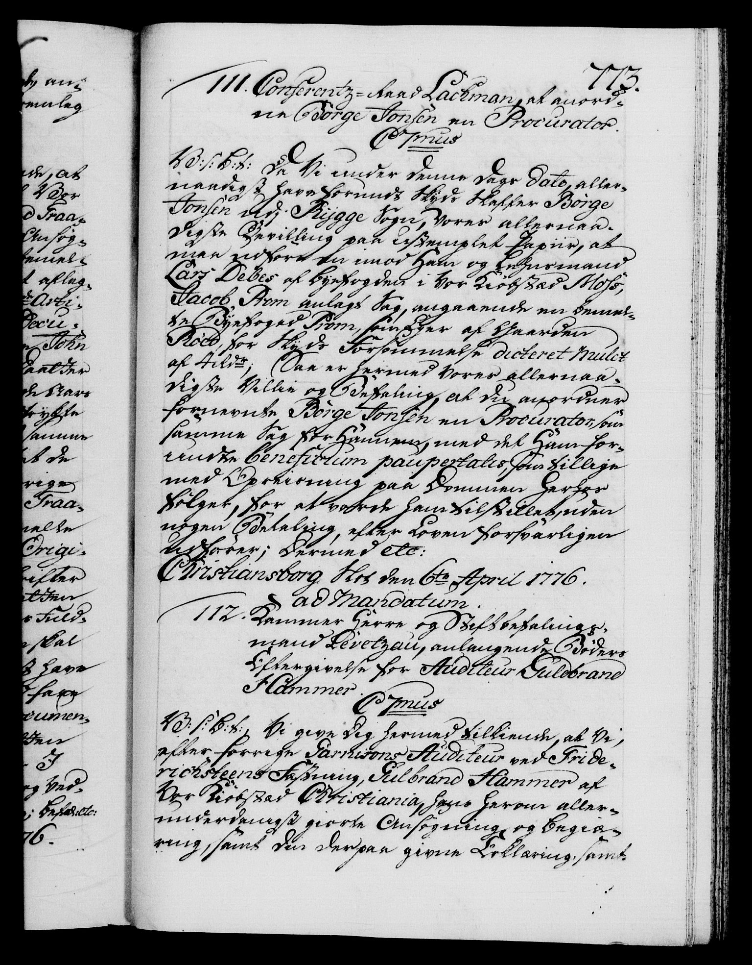 Danske Kanselli 1572-1799, AV/RA-EA-3023/F/Fc/Fca/Fcab/L0041: Norske tegnelser, 1773-1776, p. 773a