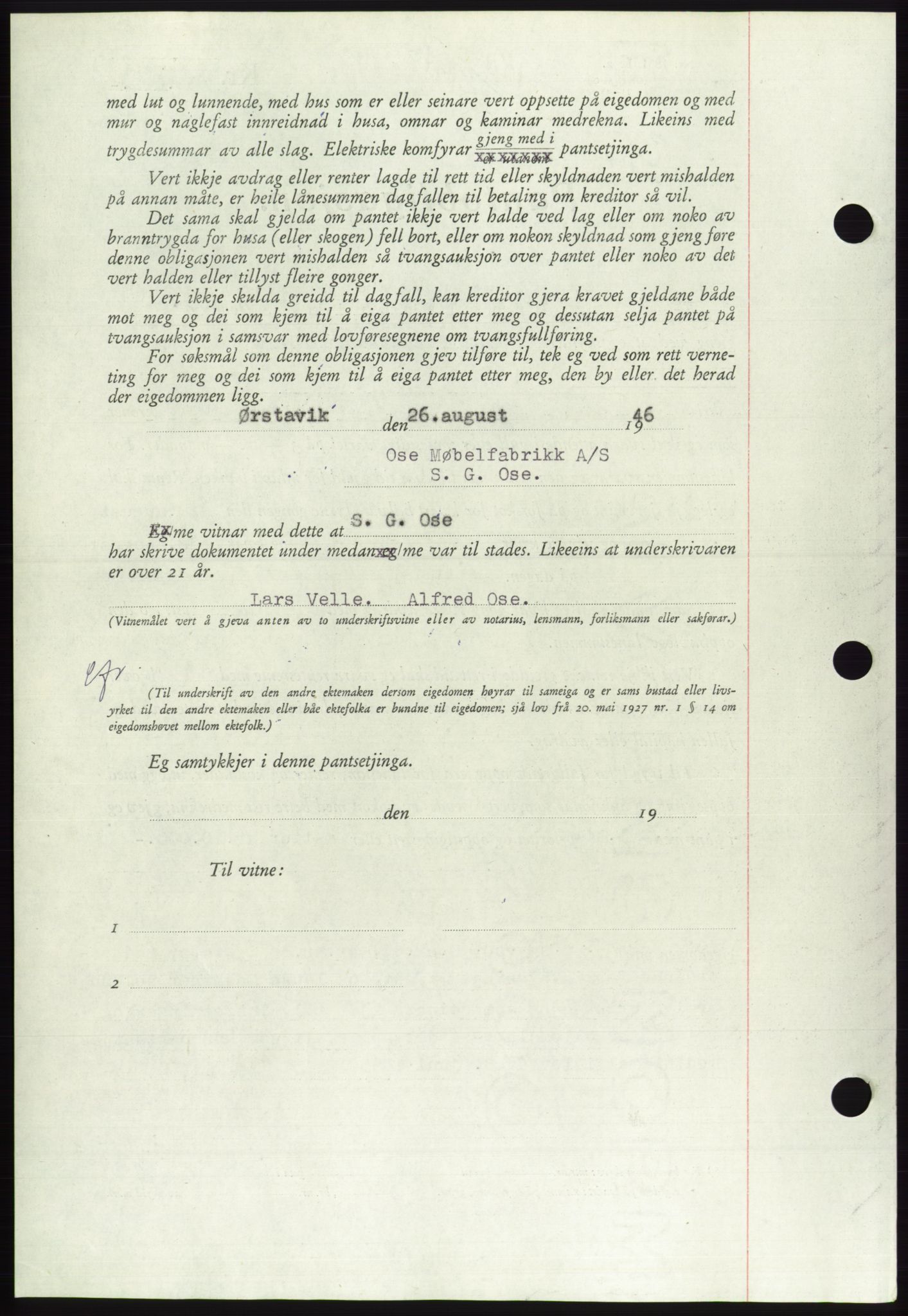 Søre Sunnmøre sorenskriveri, AV/SAT-A-4122/1/2/2C/L0114: Mortgage book no. 1-2B, 1943-1947, Diary no: : 1023/1946